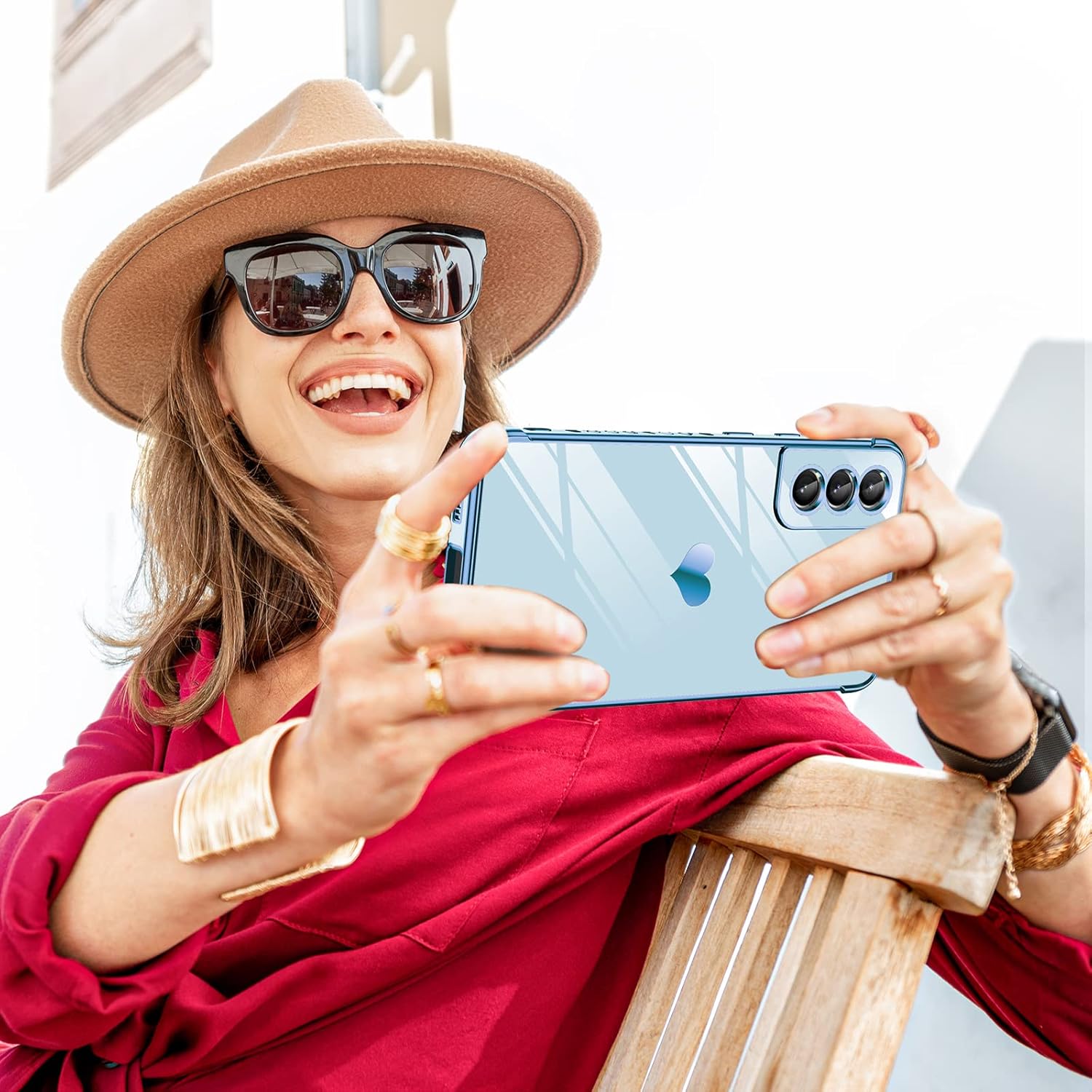 LeYi Funda para Galaxy S21 Fe 5G S21 Fe con protector de pantalla 2 piezas + protección completa de la cámara, chapado en corazón de amor, funda