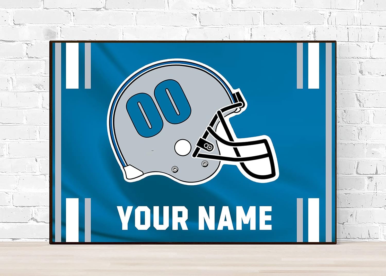 Bysincy Pintura de diamantes de fútbol personalizada con nombre y número, pintura personalizada de bandera de fanáticos deportivos con casco, arte
