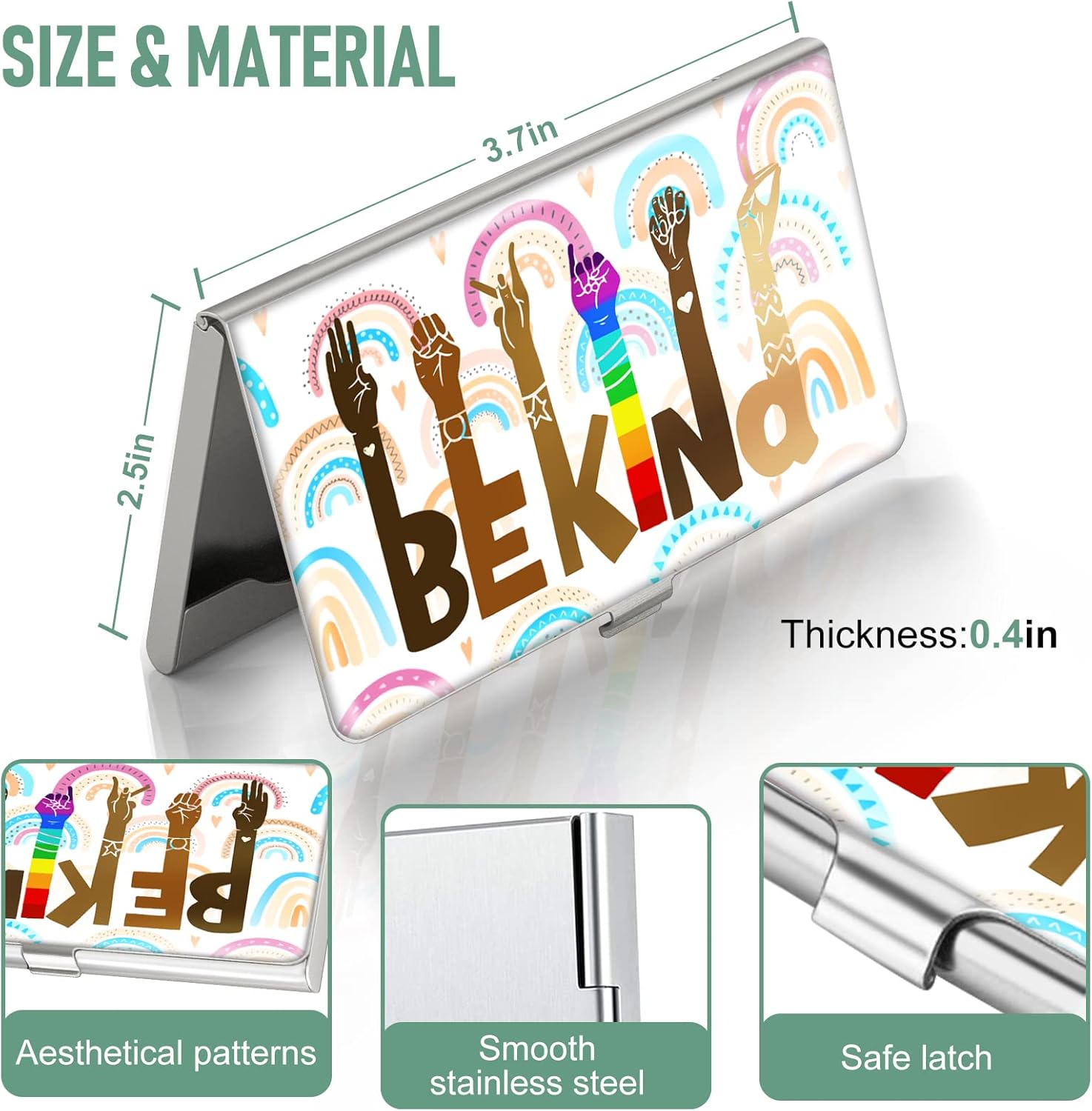 Swooflia Estuche de metal para tarjetas de visita para mujeres y hombres, Difícil ser amable, Estética