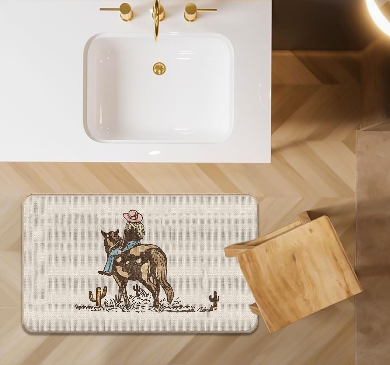 Lacosu Tapete de puerta occidental, de vaquera occidental, para puerta delantera, entrada interior y exterior, decoración de dormitorio de vaquera