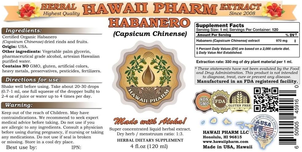 Habanero (Capsicum chinense) Extracto Líquido 4 Oz