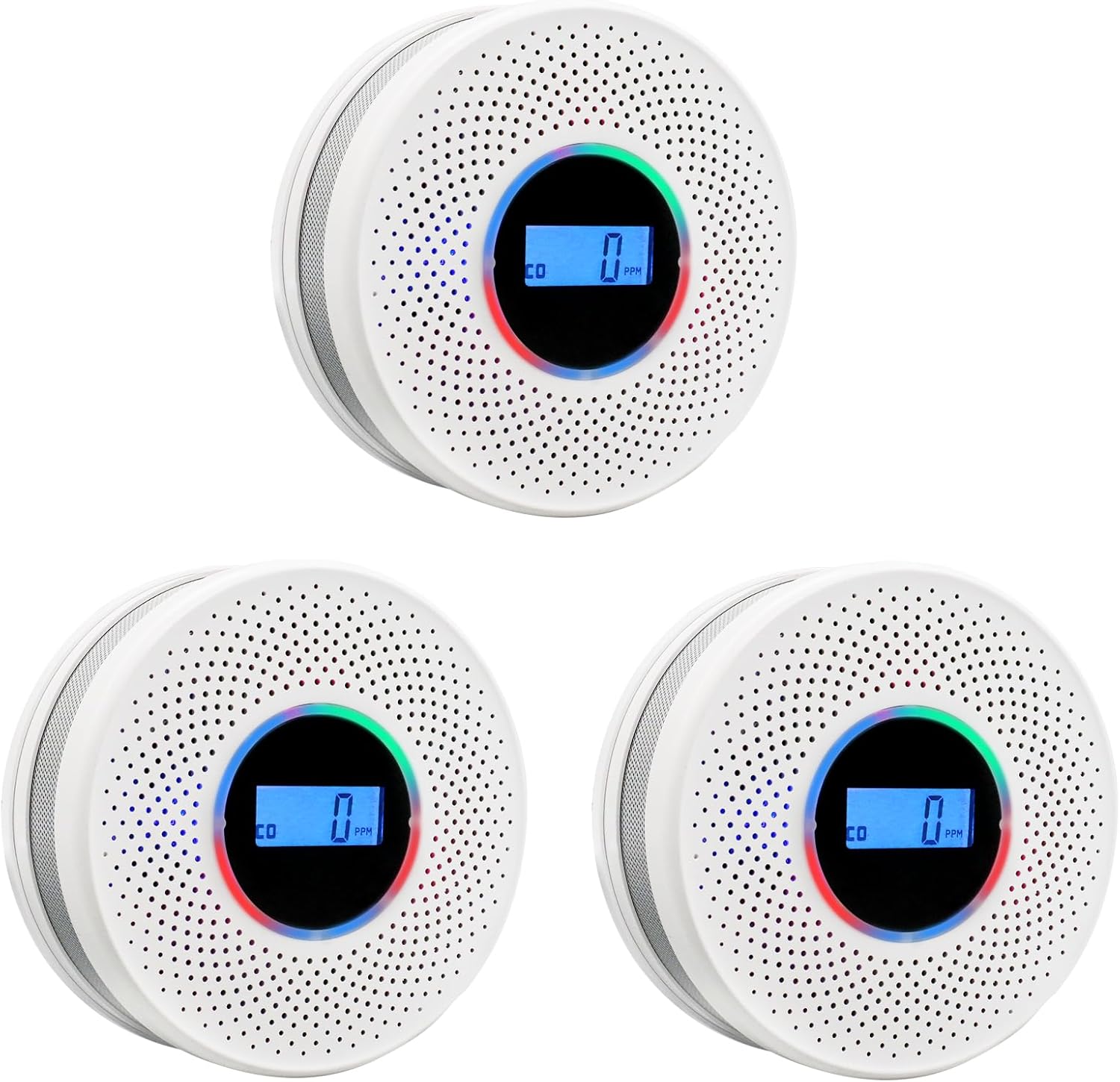 Detector de humo detector de monóxido de carbono combinado con pantalla digital y alarma de luz de sonido, alarma de humo y CO 2 en 1 con batería