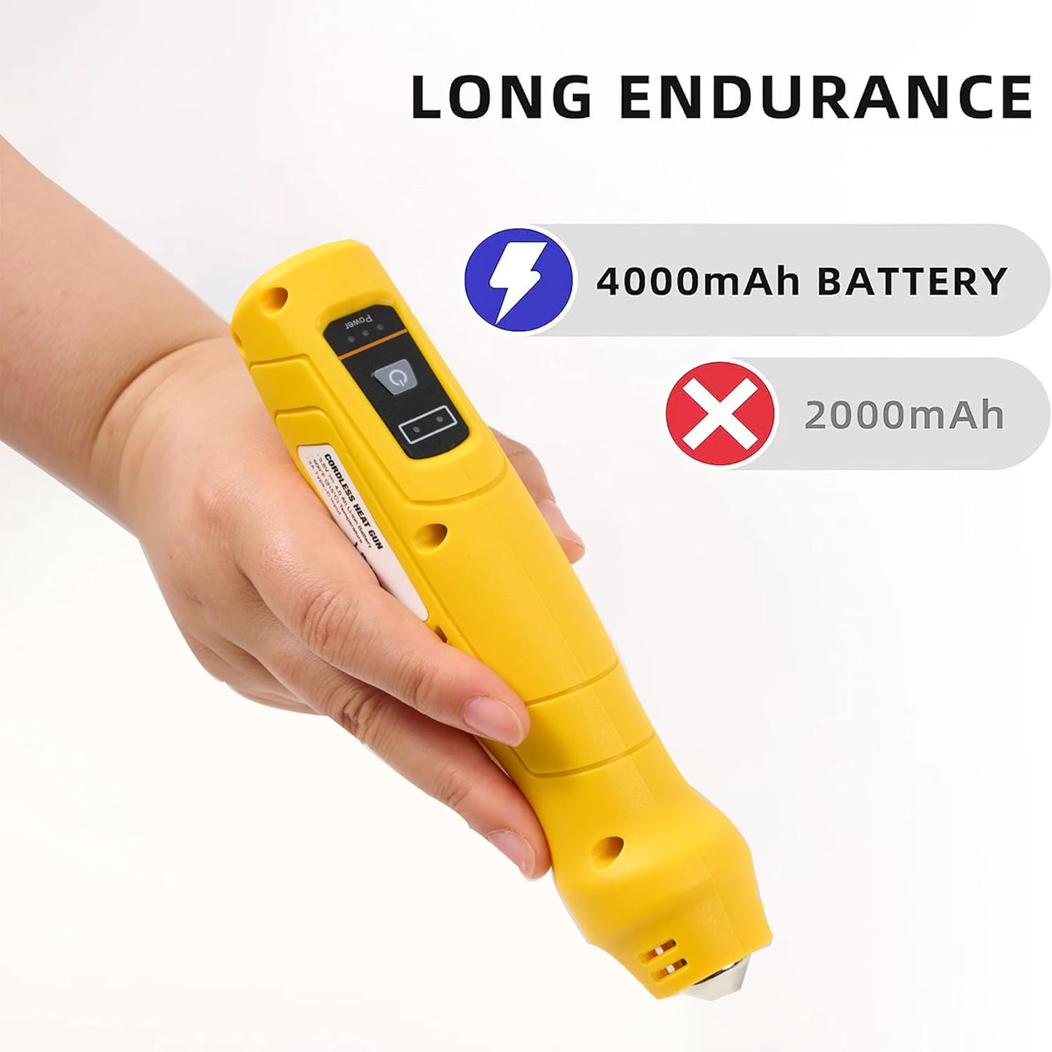 Pistola de calor inalámbrica para manualidades, calentamiento rápido de 600 F, mini pistola de aire caliente recargable para envoltura retráctil,
