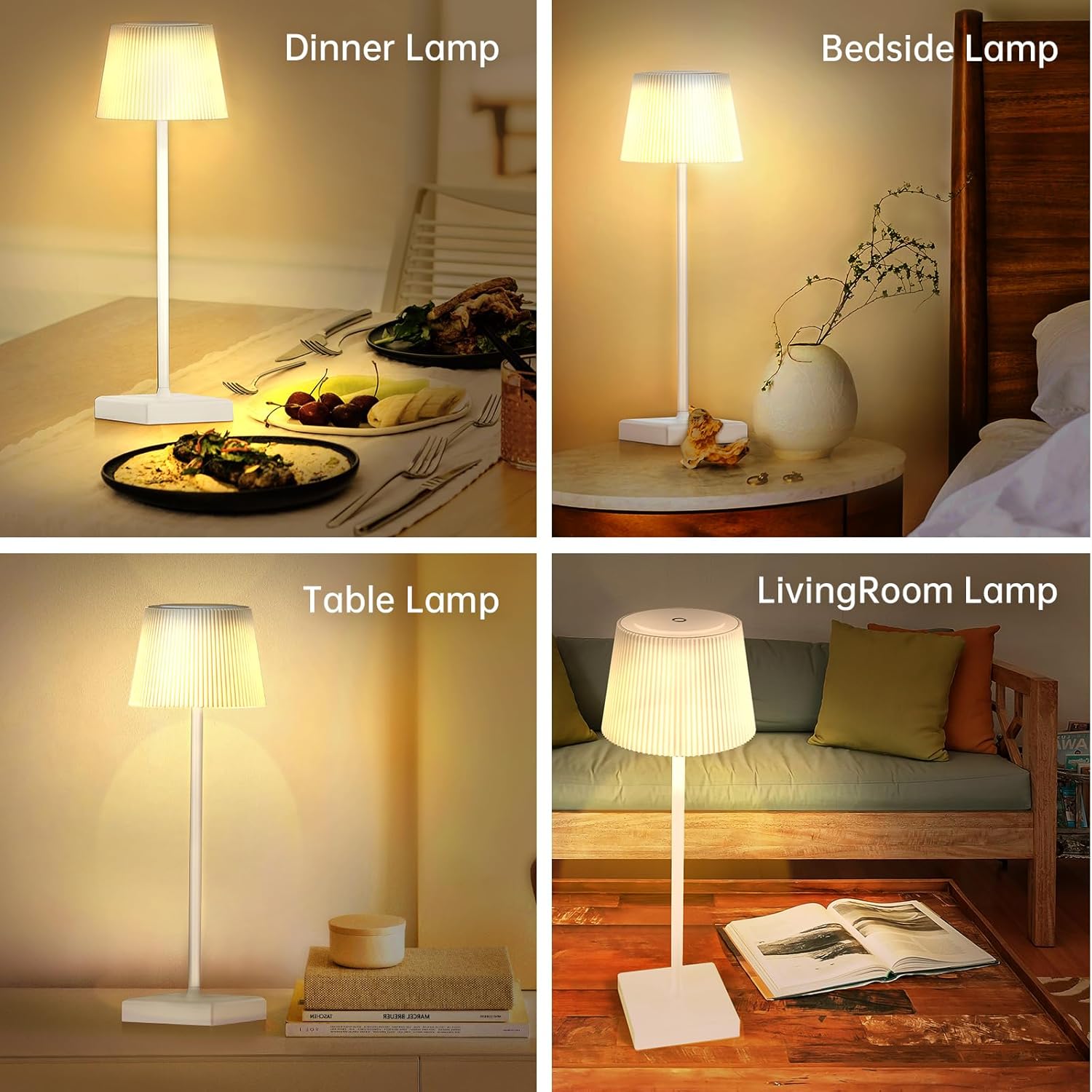 Lámpara de mesa inalámbrica recargable, lámparas de mesa modernas, lámparas inalámbricas, 3 modos de colores, lámparas de mesa táctiles regulables