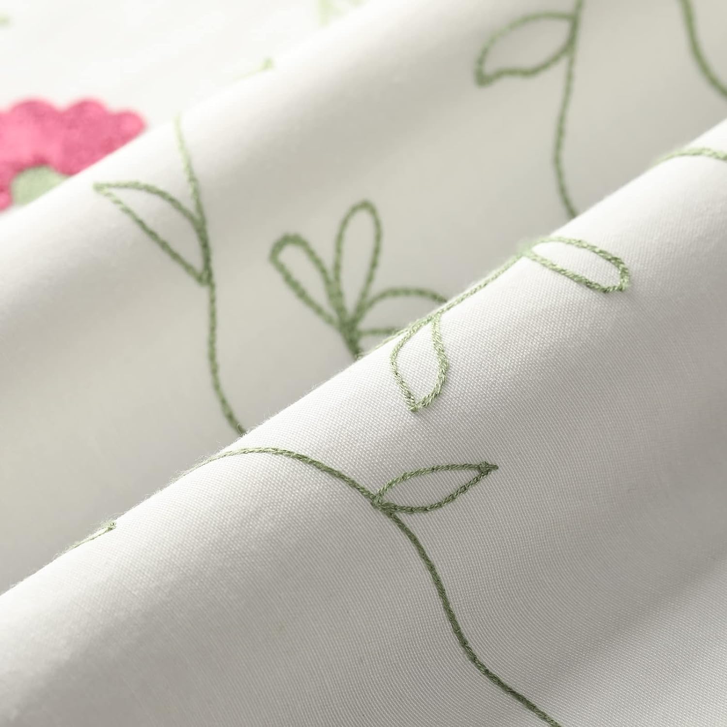 VOGOL – Cenefa de cocina bordada con diseño floral para ventanas, cenefas de lino para sala de estar, cenefas de bolsillo para ventanas pequeñas,