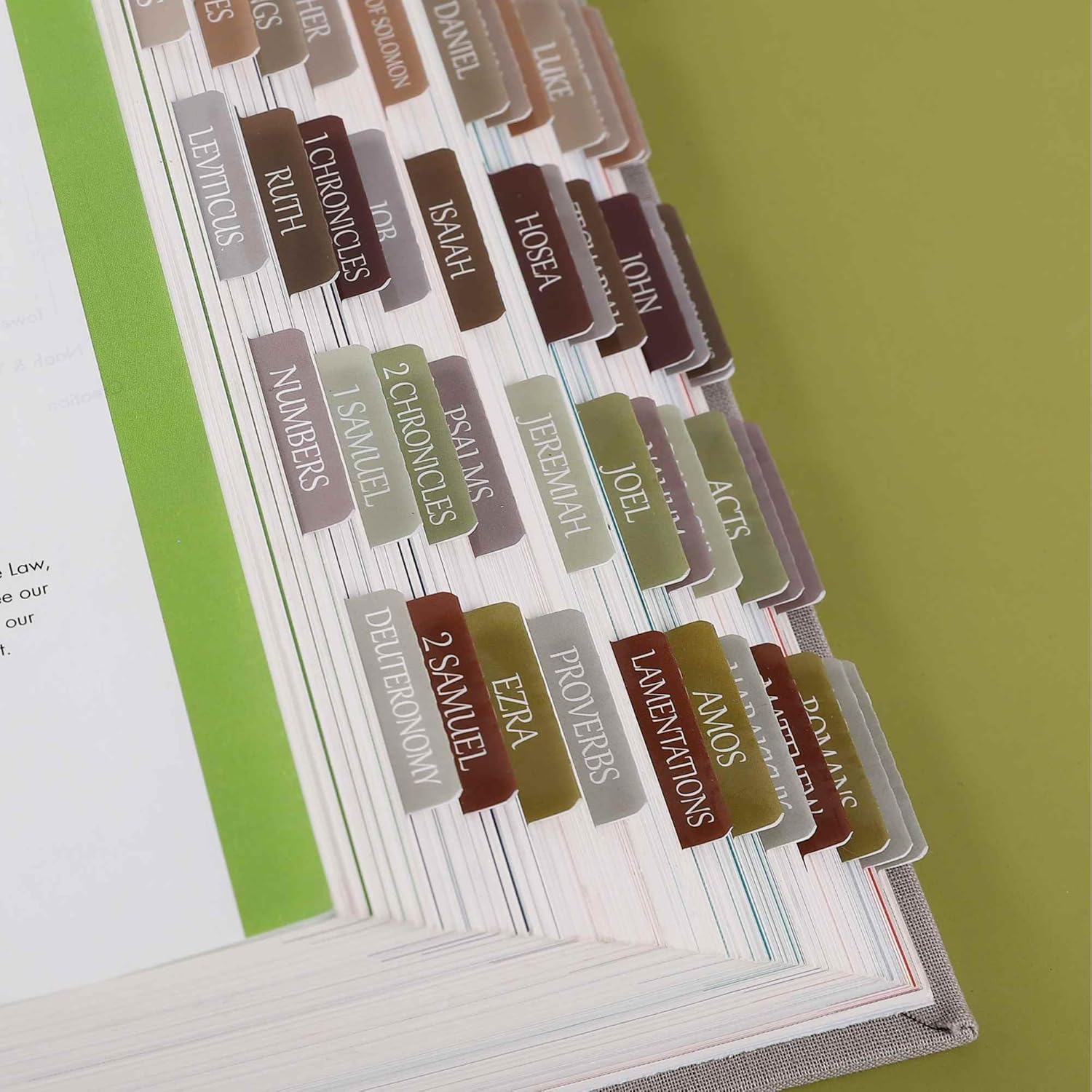 Pestañas laminadas de la Biblia, calcomanías de impresión grande de reposicionamiento, pestañas bíblicas fáciles de leer y aplicar para mujeres y