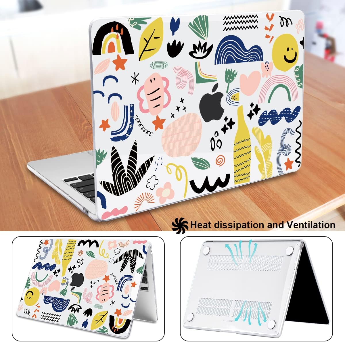 Funda para MacBook Air 2024 de 15 pulgadas M3 A3114 M2 A2941, funda rígida de plástico con patrón de teclado para MacBook Air 15.3 2024 con pantalla