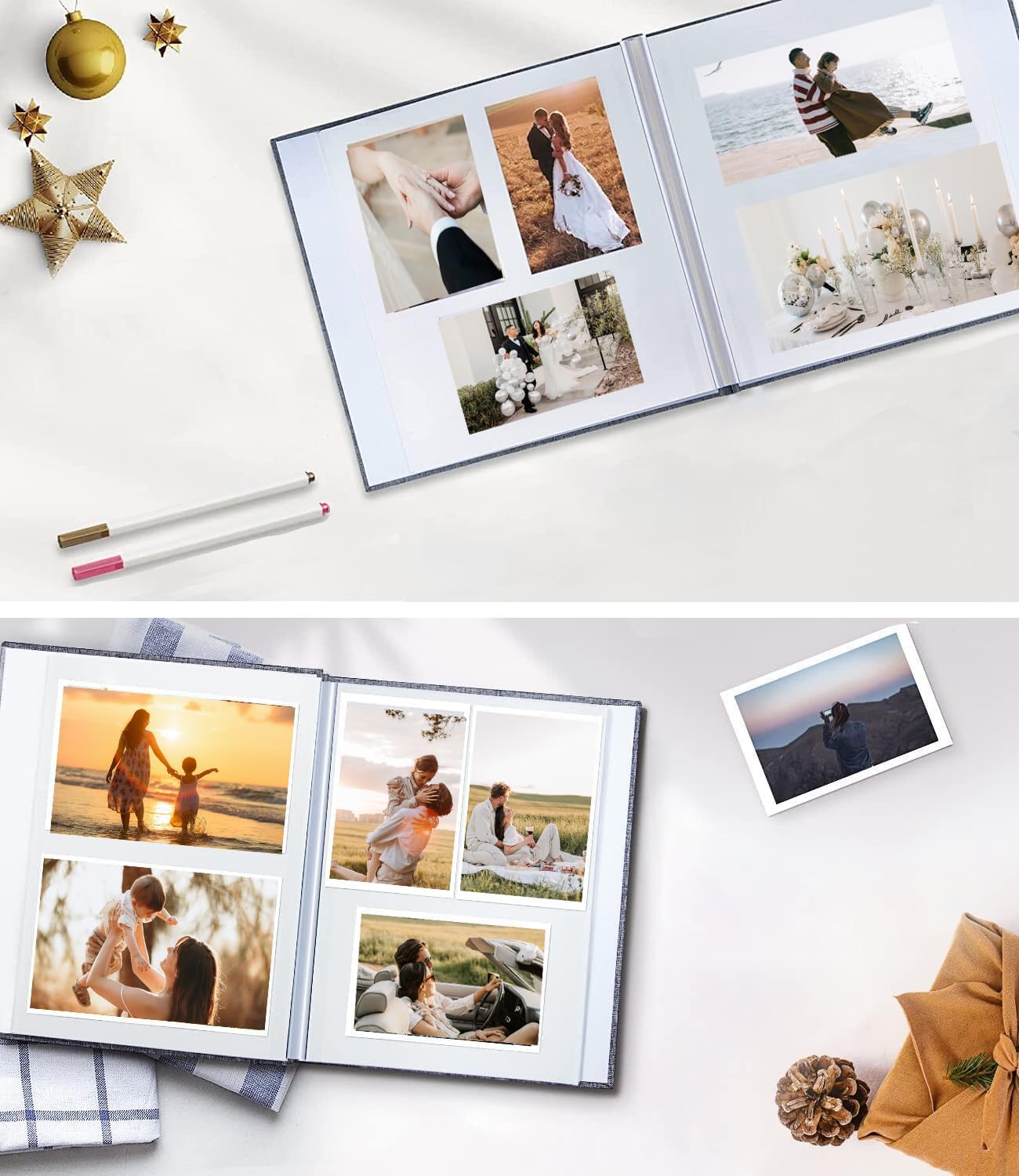 AIOR Álbum de fotos autoadhesivo para álbumes de recortes, 20 páginas para AIOR de 11 x 10.6 pulgadas, álbum de recortes, con 3 tornillos de