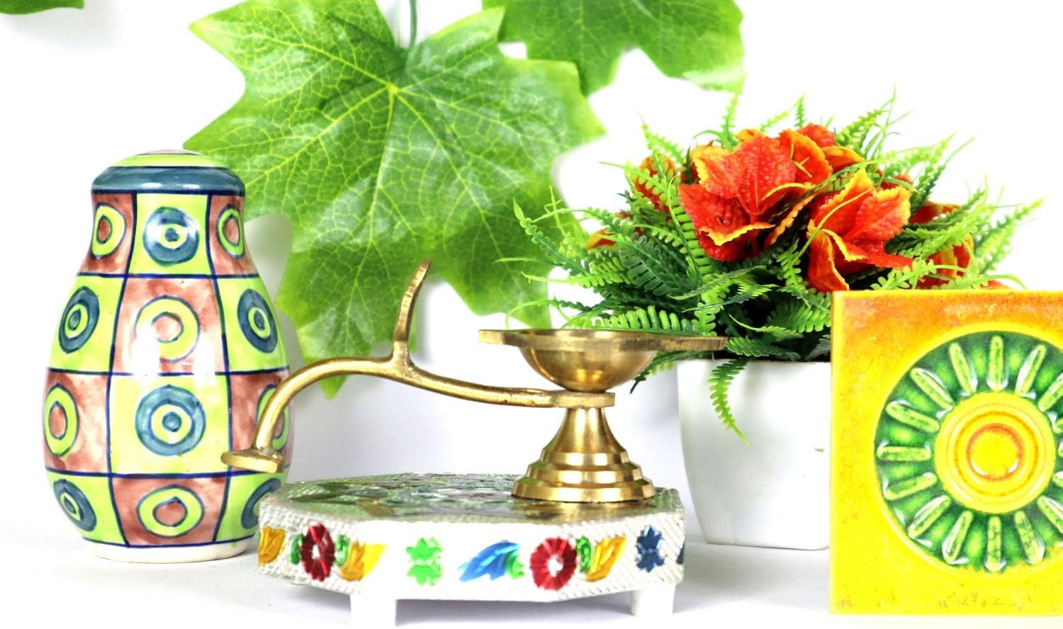 ASHIRWAD Aceite de latónGhee Aarti Jyot Diya Lámpara Arti para Puja Heavy One con mango (1.5 pulgadas)