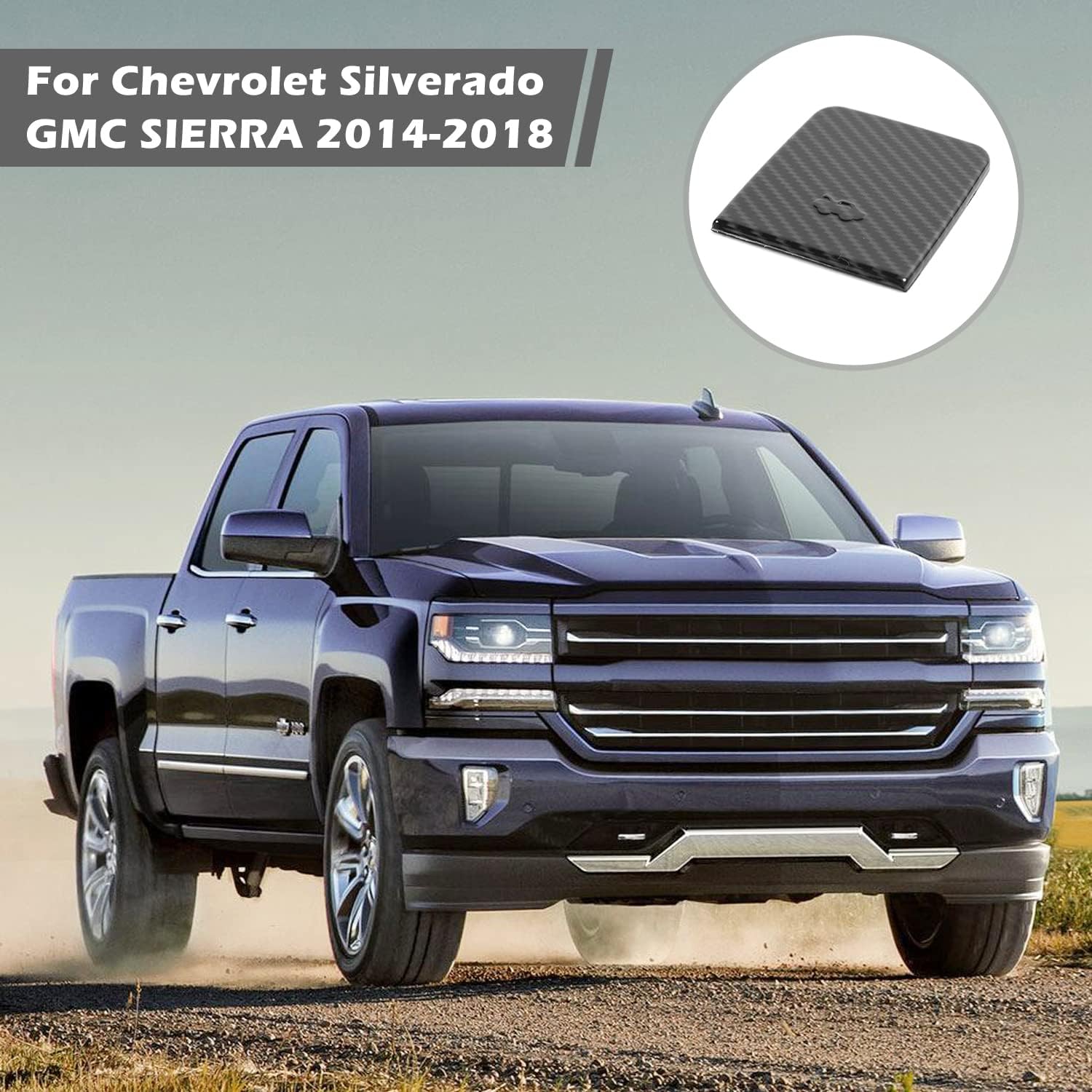 Manija de liberación de capó Silverado, accesorios interiores de fibra de carbono para Chevrolet Silverado GMC Sierra 2014-2018 para Chevy Colorado
