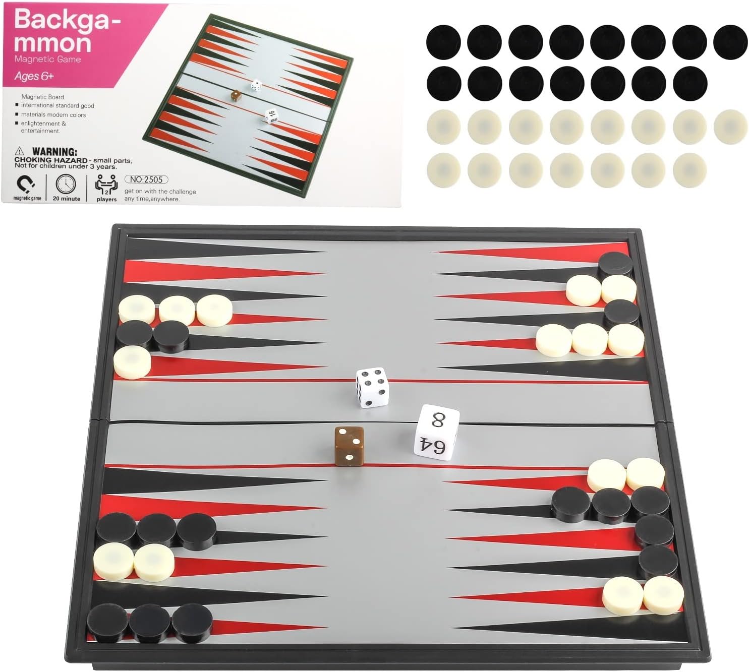Andux Juego de mesa portátil de backgammon magnético plegable CXSLQ-01 (M)