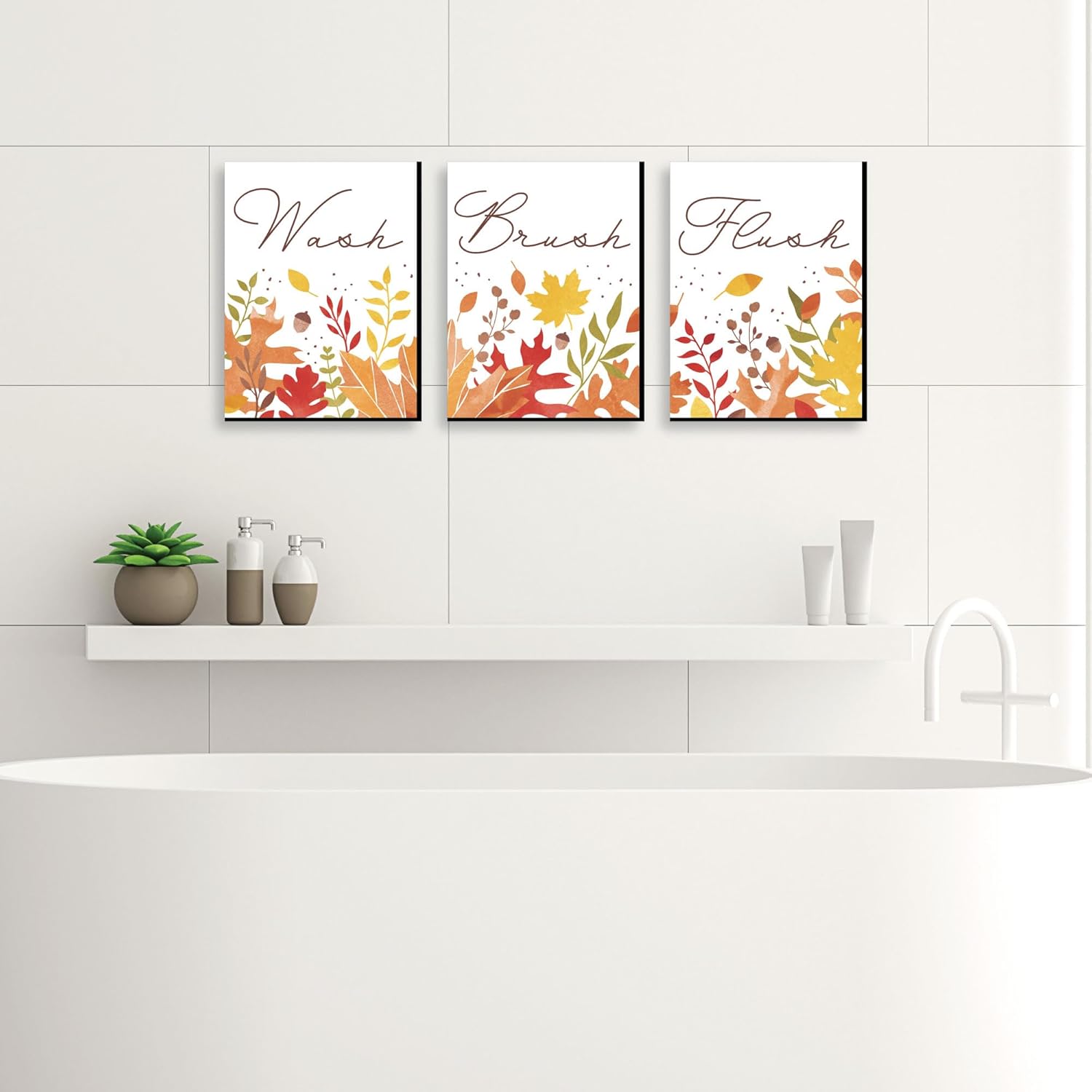 Big Dot of Happiness Follaje de otoño  Arte de pared de hojas de otoño para niños, 7.5 x 10 pulgadas, juego de 3 letreros  lavado, cepillo y descarga