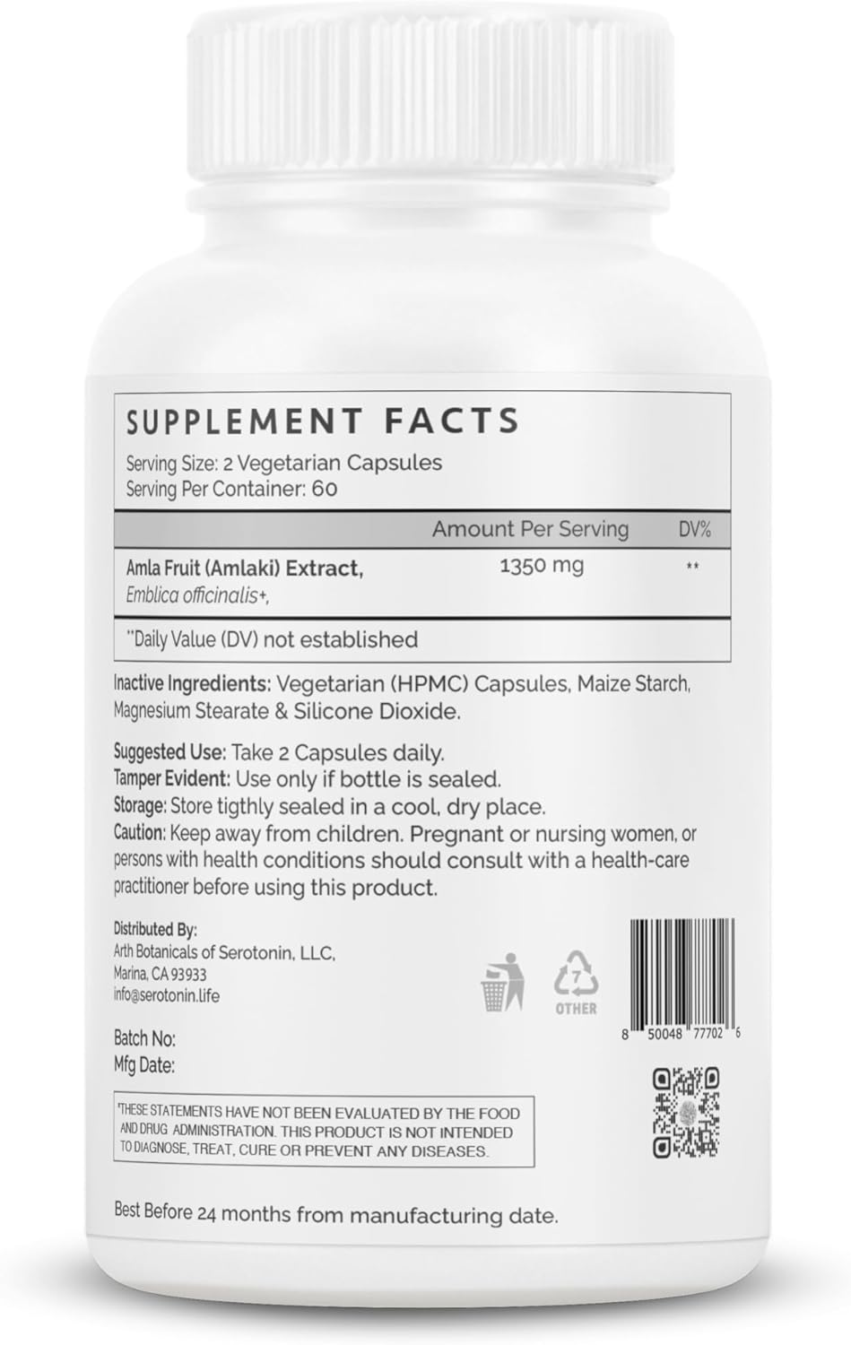 Amla Berry Cápsulas  para una mejor digestión y un sistema inmunológico fuerte  60 cápsulas veganas para una máxima absorción y potencia  100%
