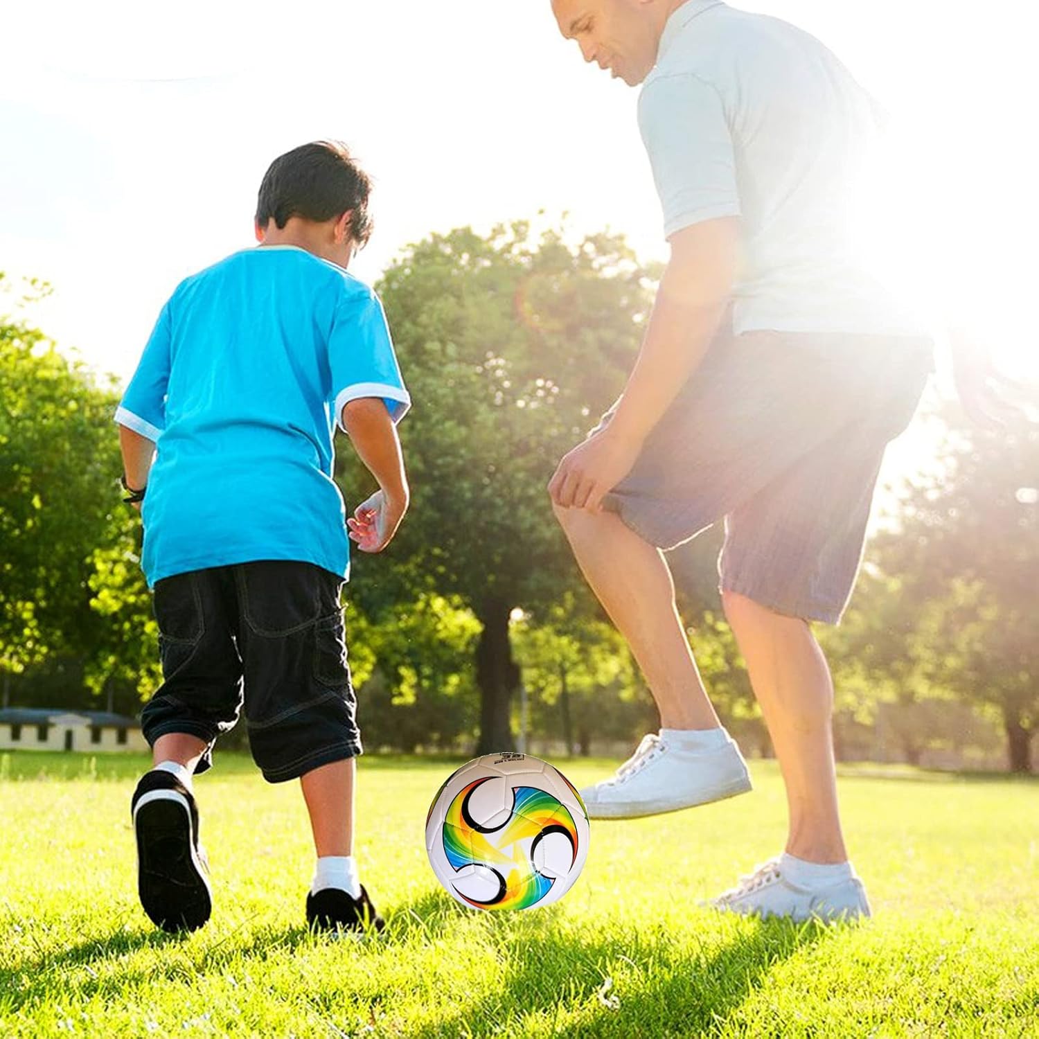ABAJI Balón de fútbol Tamaño 2,3,4,5 Superficie de PU Tejido apretado Color vivo con bomba y aguja Adecuado para entrenamiento o regalo