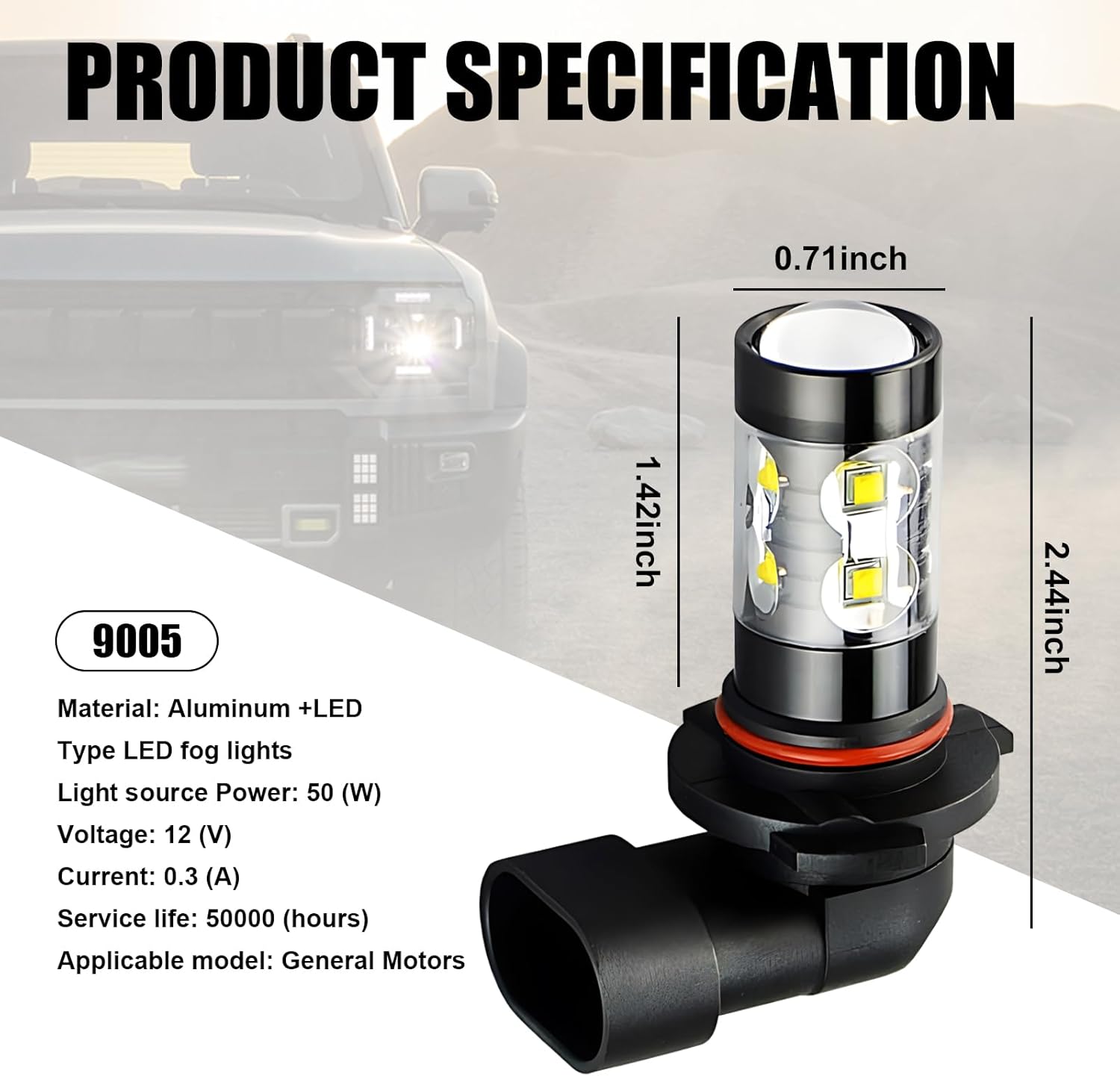 ZBGUN Pack-2 – Lámpara antiniebla LED de alta potencia 9005, chipset CREE de 360 grados sin ángulo muerto, carcasa de lámpara de aleación resistente