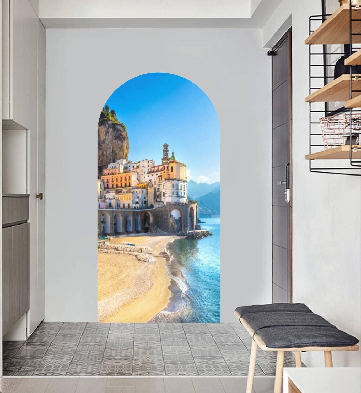 Adhesivo decorativo para pared, diseño de paisaje urbano de Italia, autoadhesivo, extraíble, decoración de pared para sala de estar, dormitorio,