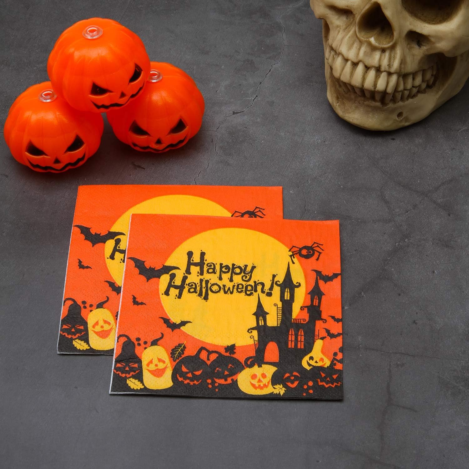 Elcoho 150 servilletas de papel desechables de Halloween para bebidas horriblemente elegantes servilletas de cóctel con 2 capas, 5 x 5 pulgadas