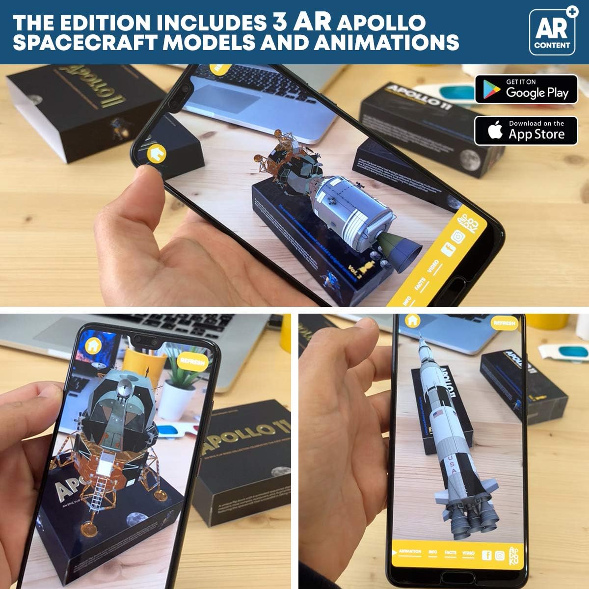 The Apollo 11 Flipbook Edition – 2 Flipbooks con 12 animaciones con el primer aterrizaje lunar de la NASA – Emocionante juego educativo – con cohete