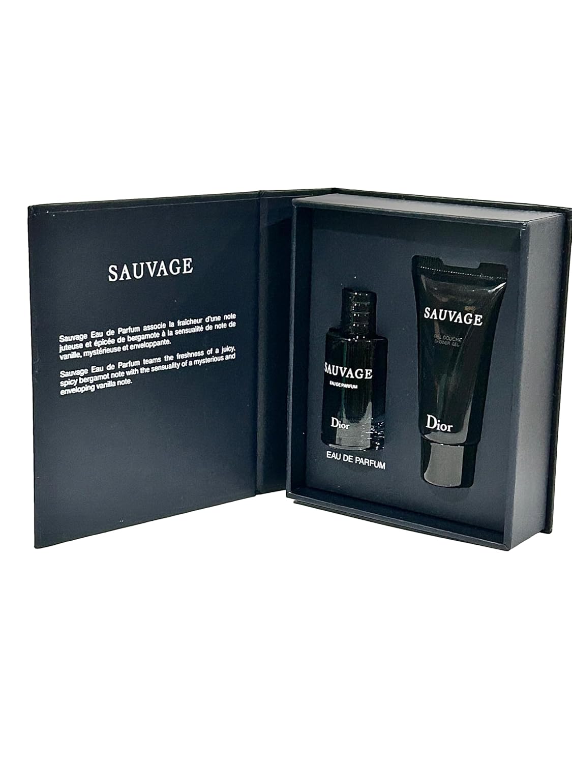 Dior SAUVAGE Perfume & Gel de Ducha Hombre Mini Set de Viaje (Perfume 0.3 fl oz  0.34 Fl Oz y Gel de Ducha 0.7 fl oz)