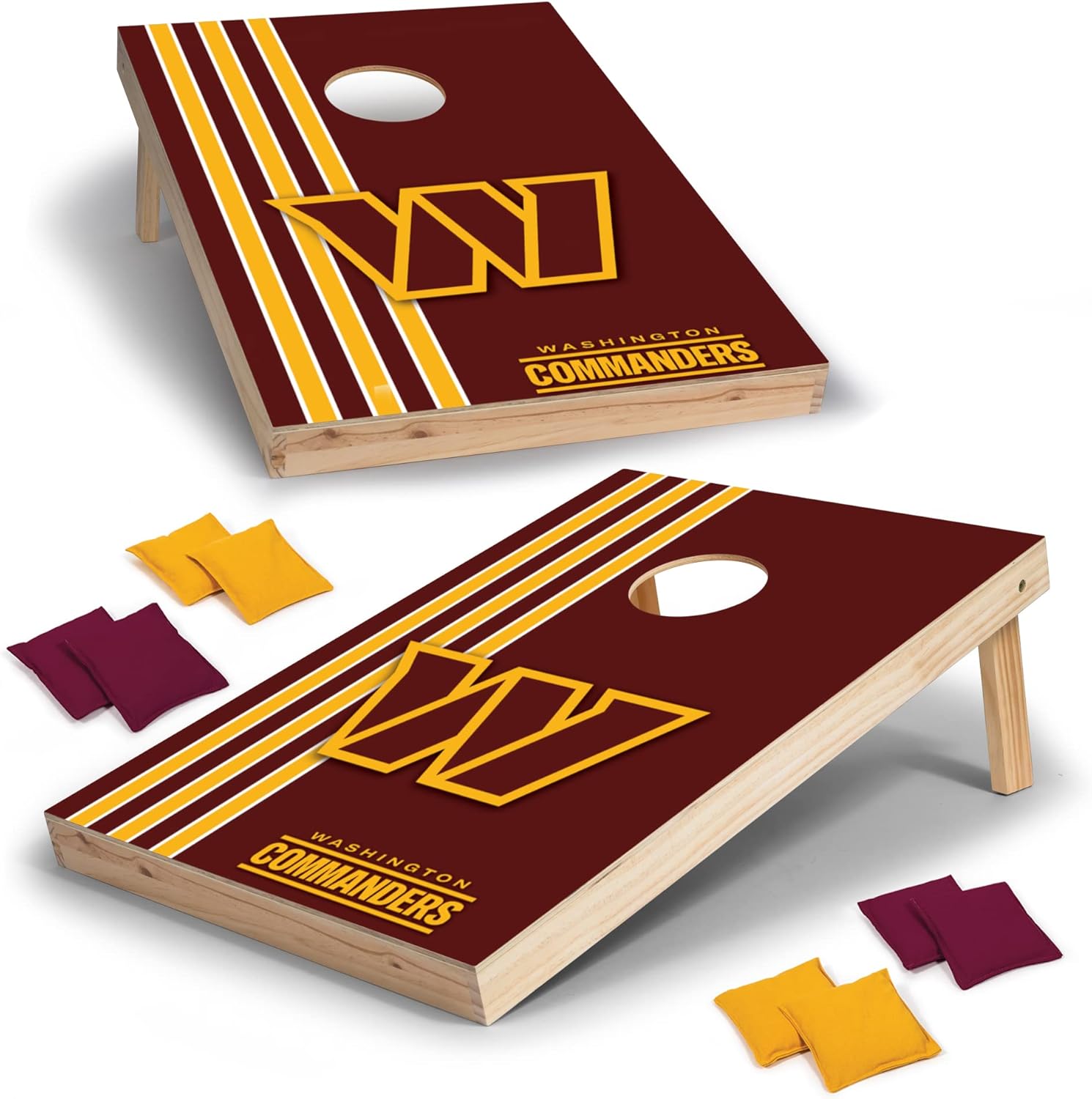 Wild Sports NFL Juego de cornhole de madera maciza de 2 x 3 pies con impresión directa HD del equipo, gran regalo para cualquier fanático del