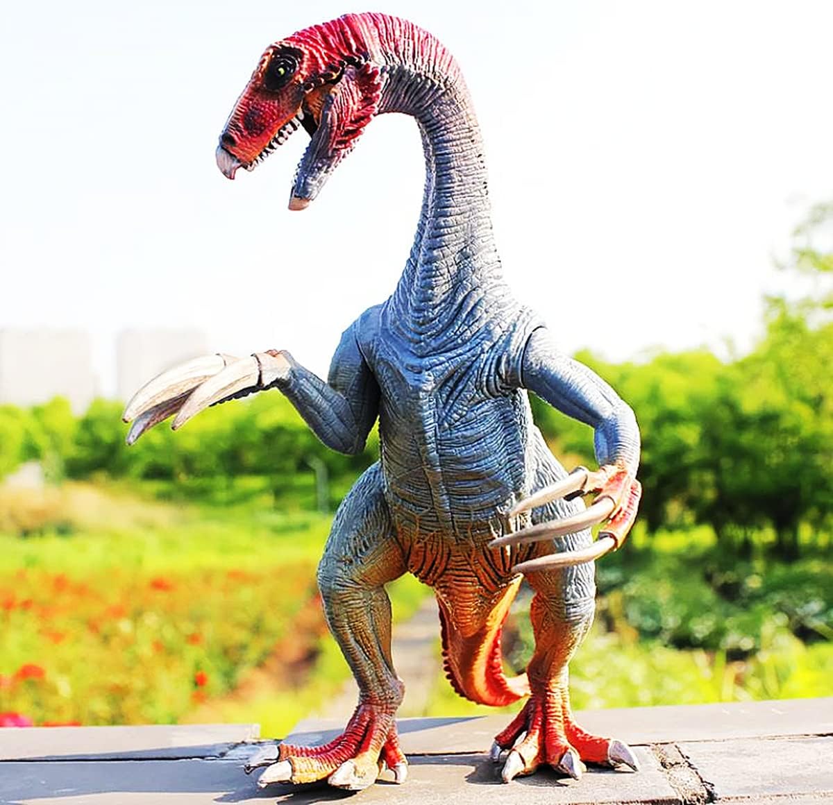Therizinosaurus – Juguetes de dinosaurio figuras de animales, juguete realista de Therizinosaurus con mandíbula móvil para regalo de cumpleaños,