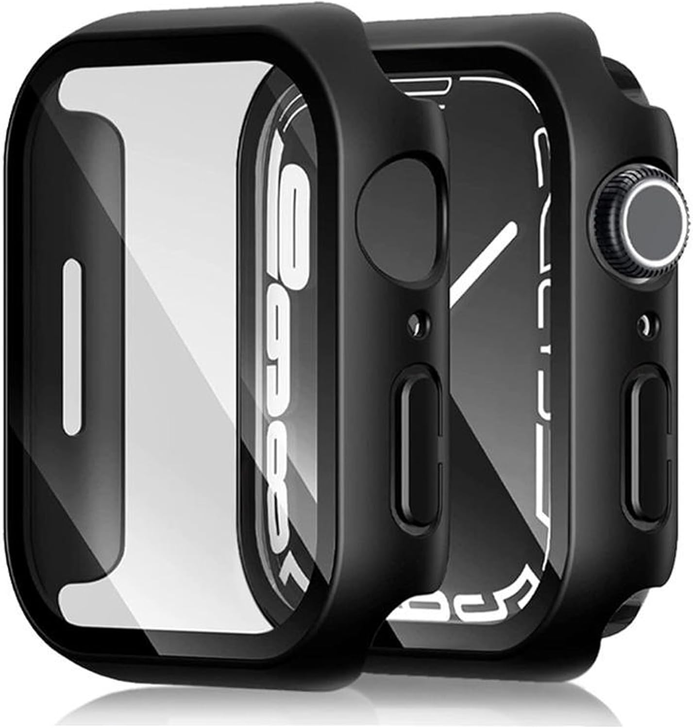 Funda para Apple Watch Series 987 de 1.614 in con vidrio templado y cubierta de botón, color negro, funda para Apple Watch con protector de