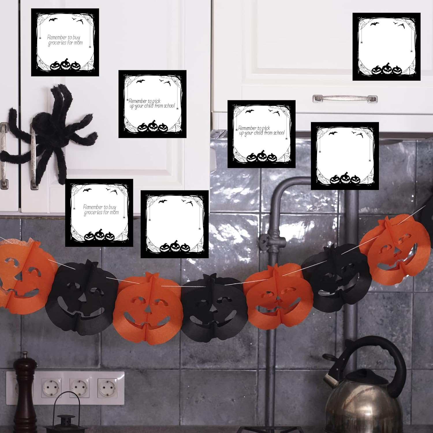 Bloc de notas adhesivas de Halloween con murciélago de calabaza araña, notas de estudio de trabajo, 450 piezas de notas autoadhesivas extraíbles de