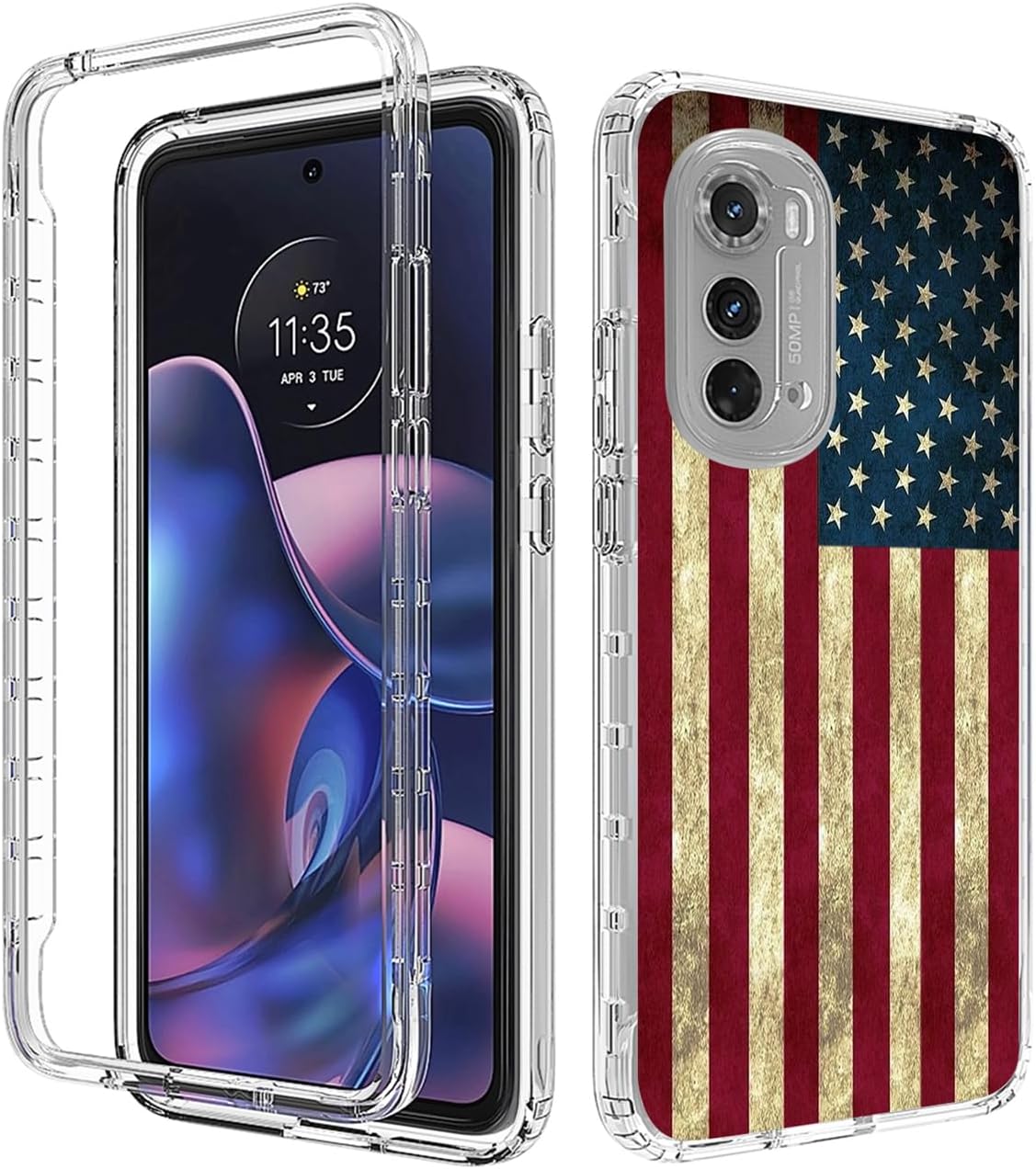 Tothedu Funda de teléfono para Moto Edge 2022Motorola Edge 2022 5G UW XT2205 con protector de pantalla de vidrio templado, funda protectora de