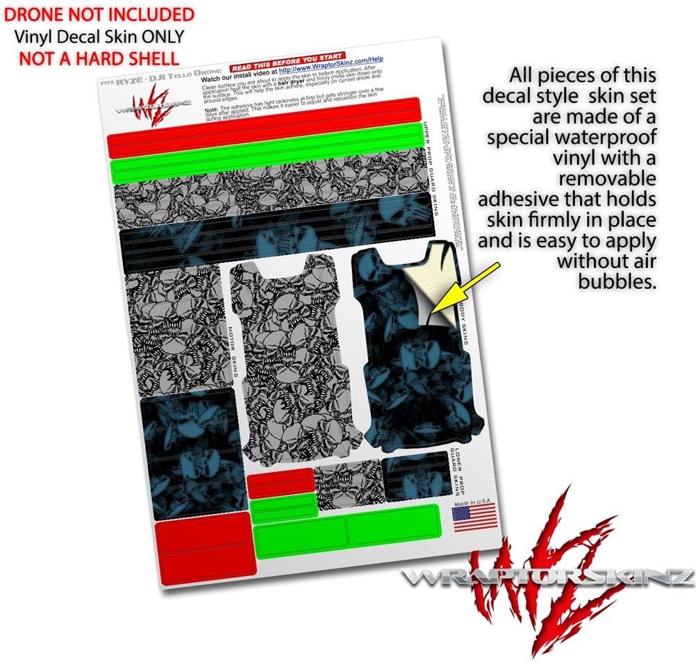 Skin Decal Wrap 2 Pack for DJI Ryze Tello Drone Scattered Skulls Gray DRONE NOT INCLUDED