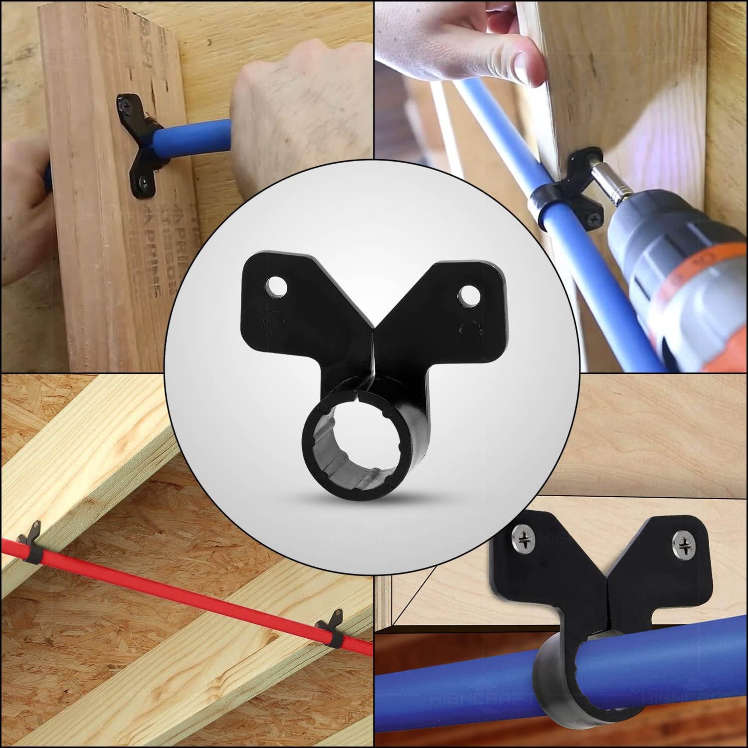 PXBUTT001-10 PEX Abrazadera de suspensión de 1 pulgada, estilo mariposa, plástico duro (paquete de 10), 1 pulgada, gris, 10 unidades