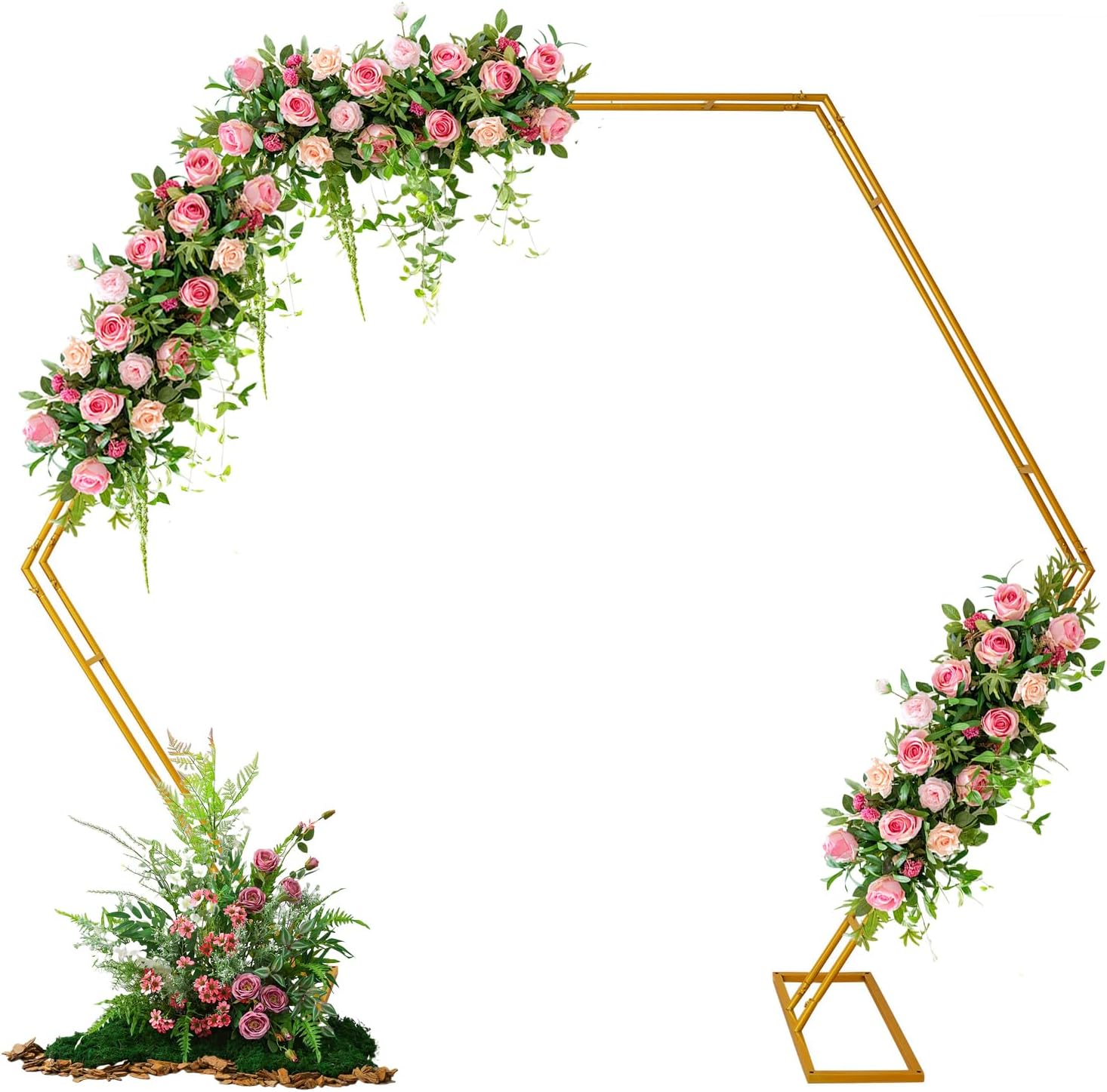 Soporte hexagonal de metal para arco de boda de 8.2 pies, soporte de marco de arco de jardín, soporte de arco de fotografía para bodas, fiestas,