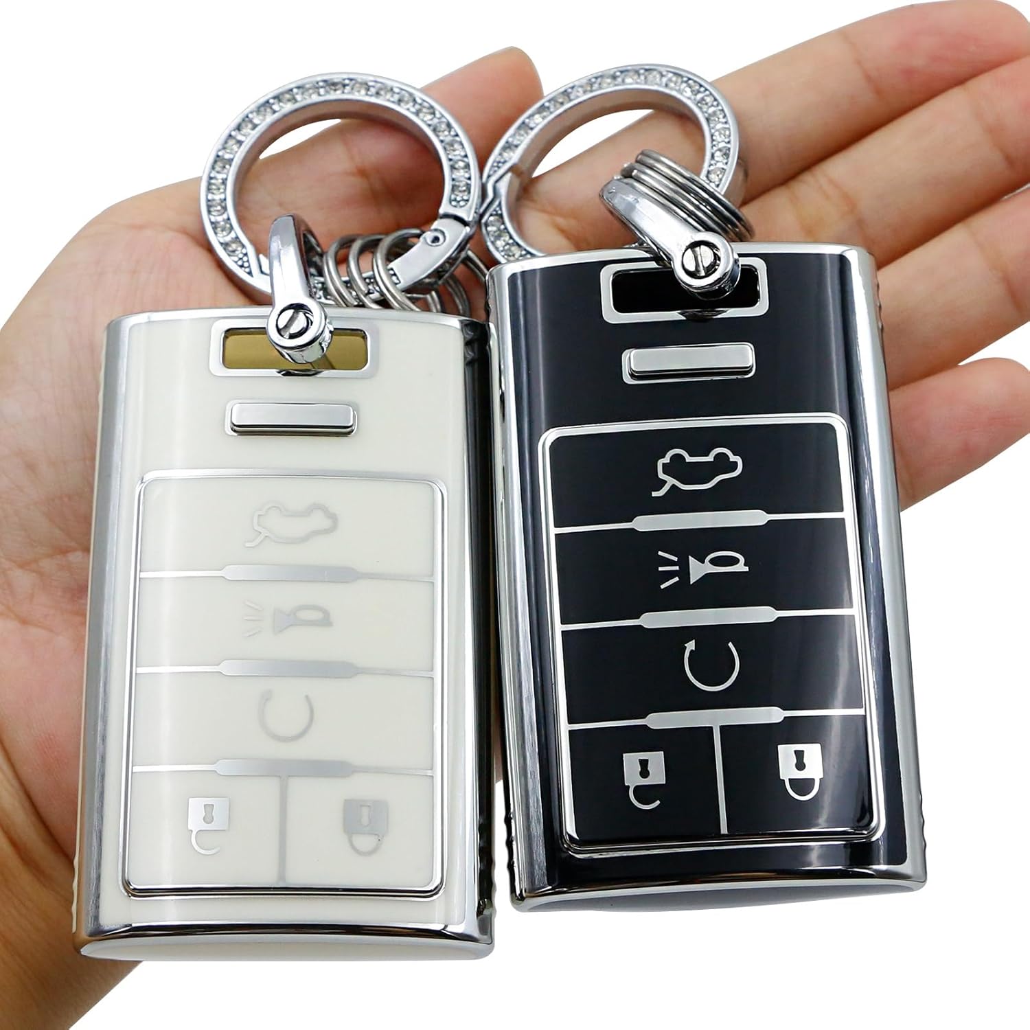 2 fundas para llavero Cadillac, protector de TPU suave a la moda, compatible con llave inteligente remota CT5 CT6 XTS XT4 XT5 ATS (funda de trabajo,