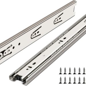 Diapositivas para cajones de 14 pulgadas, deslizadores de rodamiento de bolas de extensión completa, 3 pliegues, 150 libras, 6 pares Diapositivas para cajones de 14 pulgadas, deslizadores de rodamiento de bolas de extensión completa, 3 pliegues, 150 libras, 6 pares