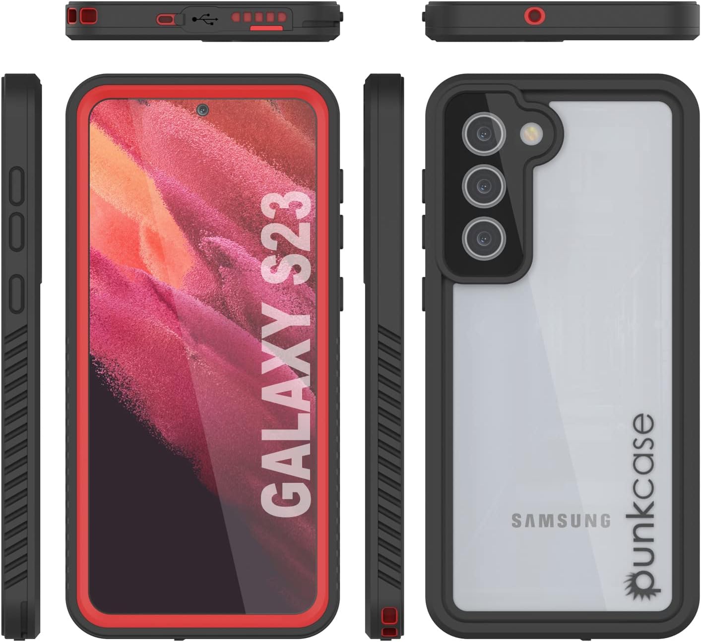 Punkcase Funda impermeable para Galaxy S23 Serie Extrema Ajuste delgado Certificado IP68 A prueba de golpes Resistente a la suciedad A prueba de