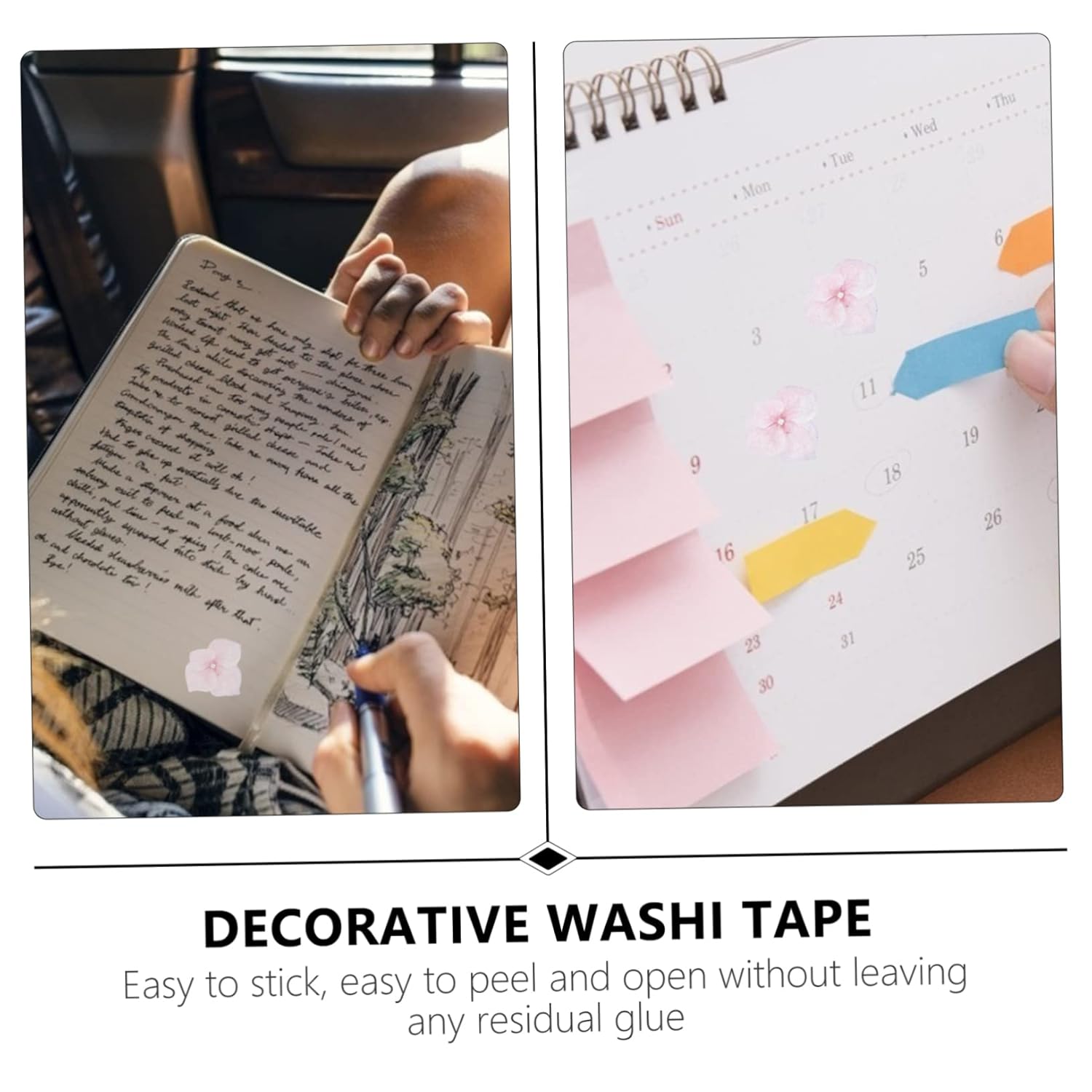 COHEALI Juego de 4 calcomanías de pétalos y washi para decoración de plantas, decoración de Navidad, juego de calcomanías para diario, cinta