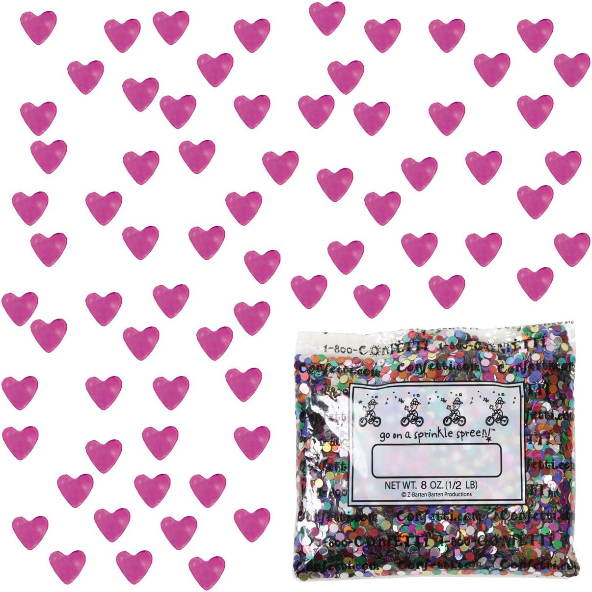 Corazón de confeti de 18 pulgadas, rosa intenso, media libra (8 onzas) #9720 Q08