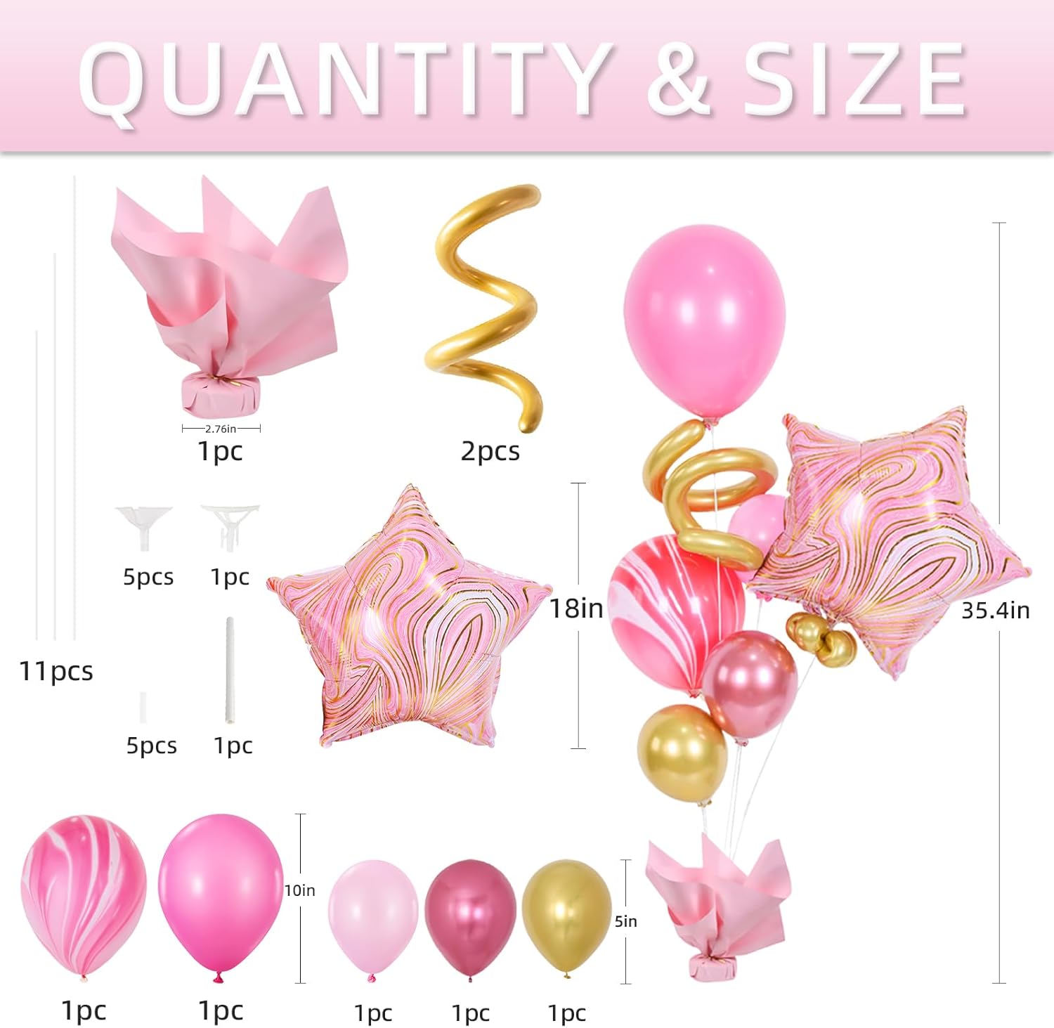 Juego de 2 soportes para globos con base sólida pesada, centros de mesa para cumpleaños, niñas, baby shower, San Valentín, decoración de fiesta de