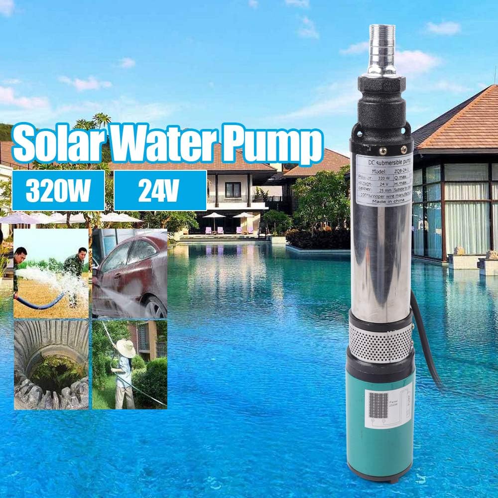Bomba eléctrica de granja de 320 W y 24 V, bomba de agua sumergible de pozo profundo, bomba de agua solar para pozos profundos, bomba de riego