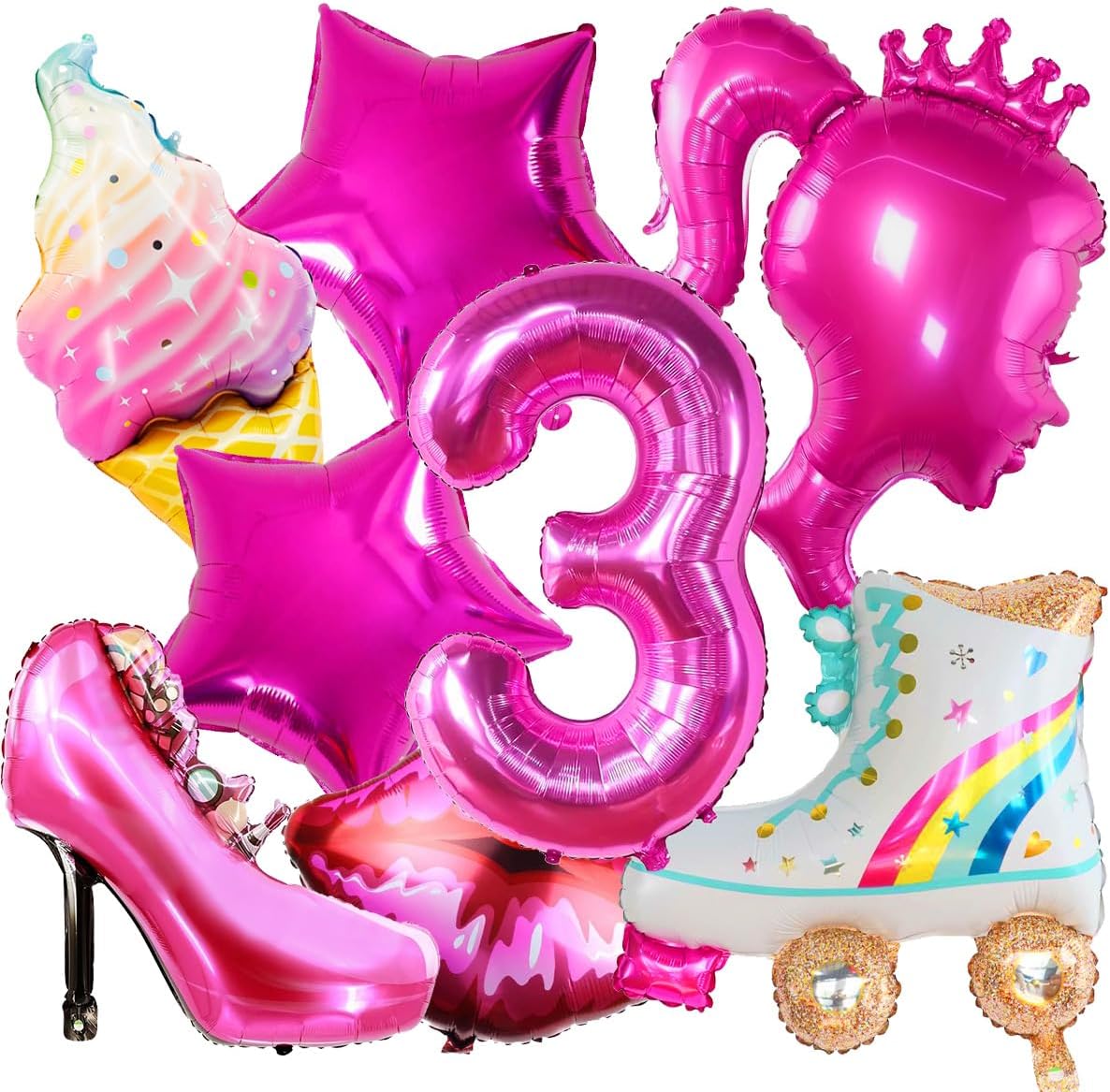 9 piezas de globos de color rosa intenso, decoraciones de cumpleaños para niñas y niñas, fiesta temática de princesa rosa, fiesta temática de baby