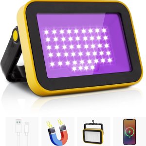 Luz negra LED recargable, luz negra portátil alimentada por batería, luz LED de inundación de 395 nm, luces negras, fiesta de neón brillante, pesca Luz negra LED recargable, luz negra portátil alimentada por batería, luz LED de inundación de 395 nm, luces negras, fiesta de neón brillante, pesca