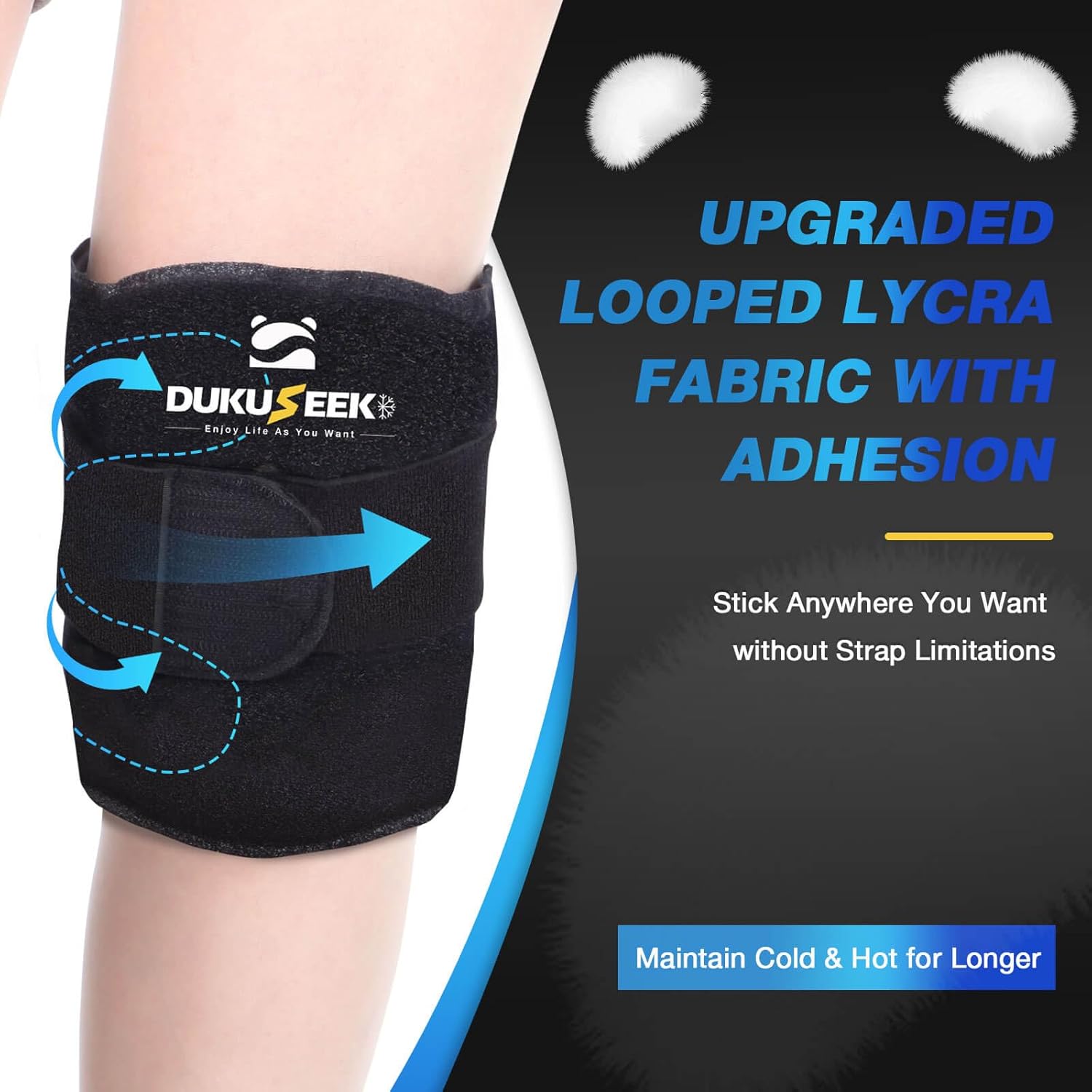 DUKUSEEK Envoltura de hielo de rodilla para lesiones reutilizable, envoltura de rodilla de hielo con compresión fría para recuperación de cirugía de