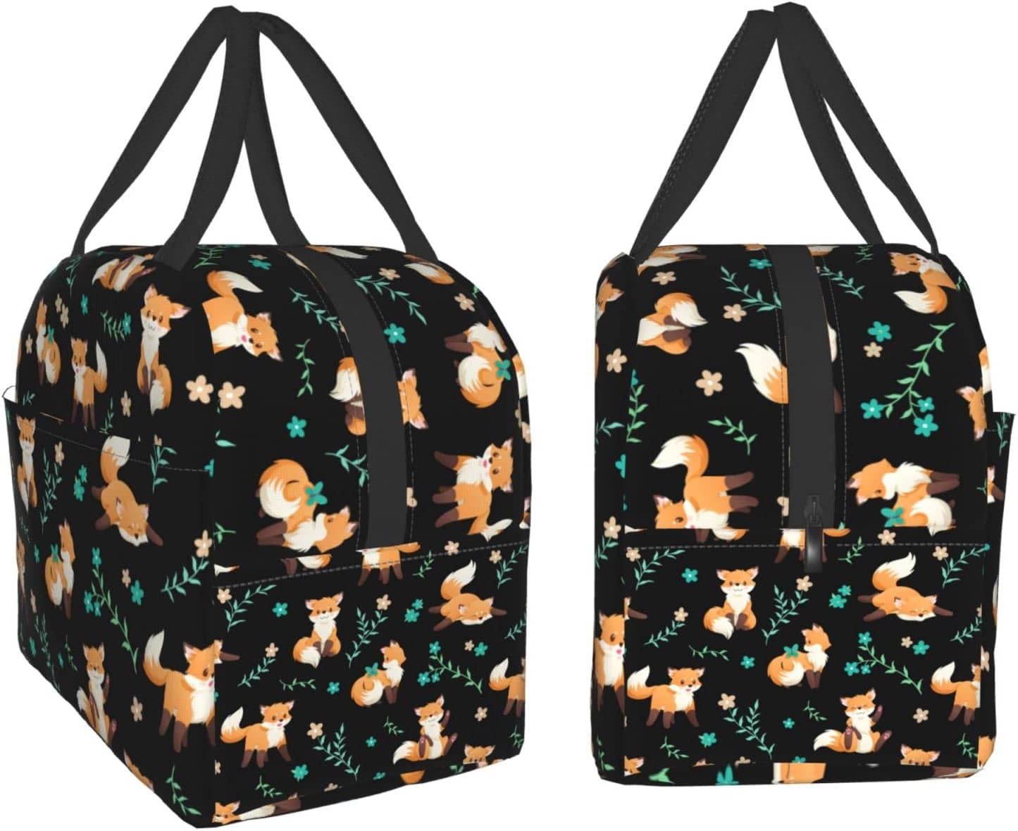 Bolsa de almuerzo de zorro para mujeres y hombres, lonchera aislada, contenedor de almuerzo lavable, bolsa de mano reutilizable, caja de almuerzo