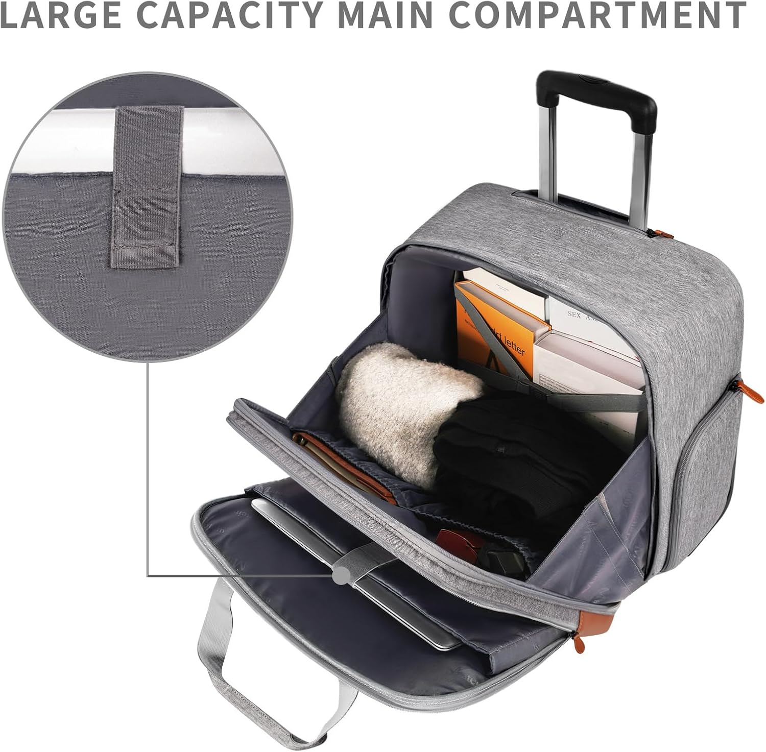 MATEIN Bolsa con ruedas para laptop para hombres y mujeres, maletín grande con ruedas para portátiles de 17 pulgadas, resistente al agua, para