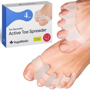 YOGAMEDIC Separadores de dedos de los pies para dedos superpuestos, 4 piezas, juanete de silicona mejorado, 0% BPA, talla única para mujeres y YOGAMEDIC Separadores de dedos de los pies para dedos superpuestos, 4 piezas, juanete de silicona mejorado, 0% BPA, talla única para mujeres y