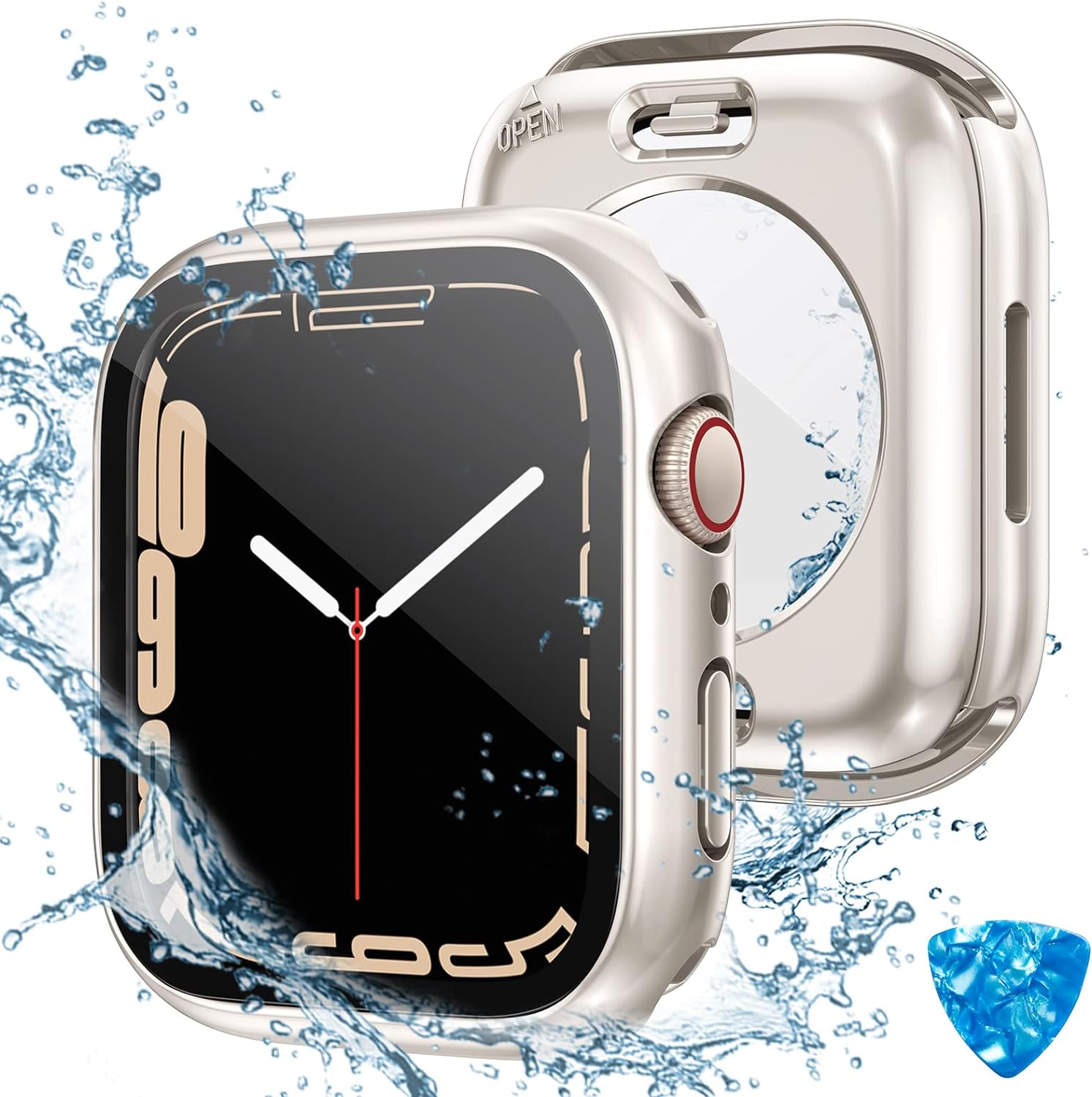 Tensea – Funda protectora de pantalla impermeable para Apple Watch (2 en 1) para Apple Watch Serie SE 7, 5, 4, accesorios de 45 mm, iWatch protector