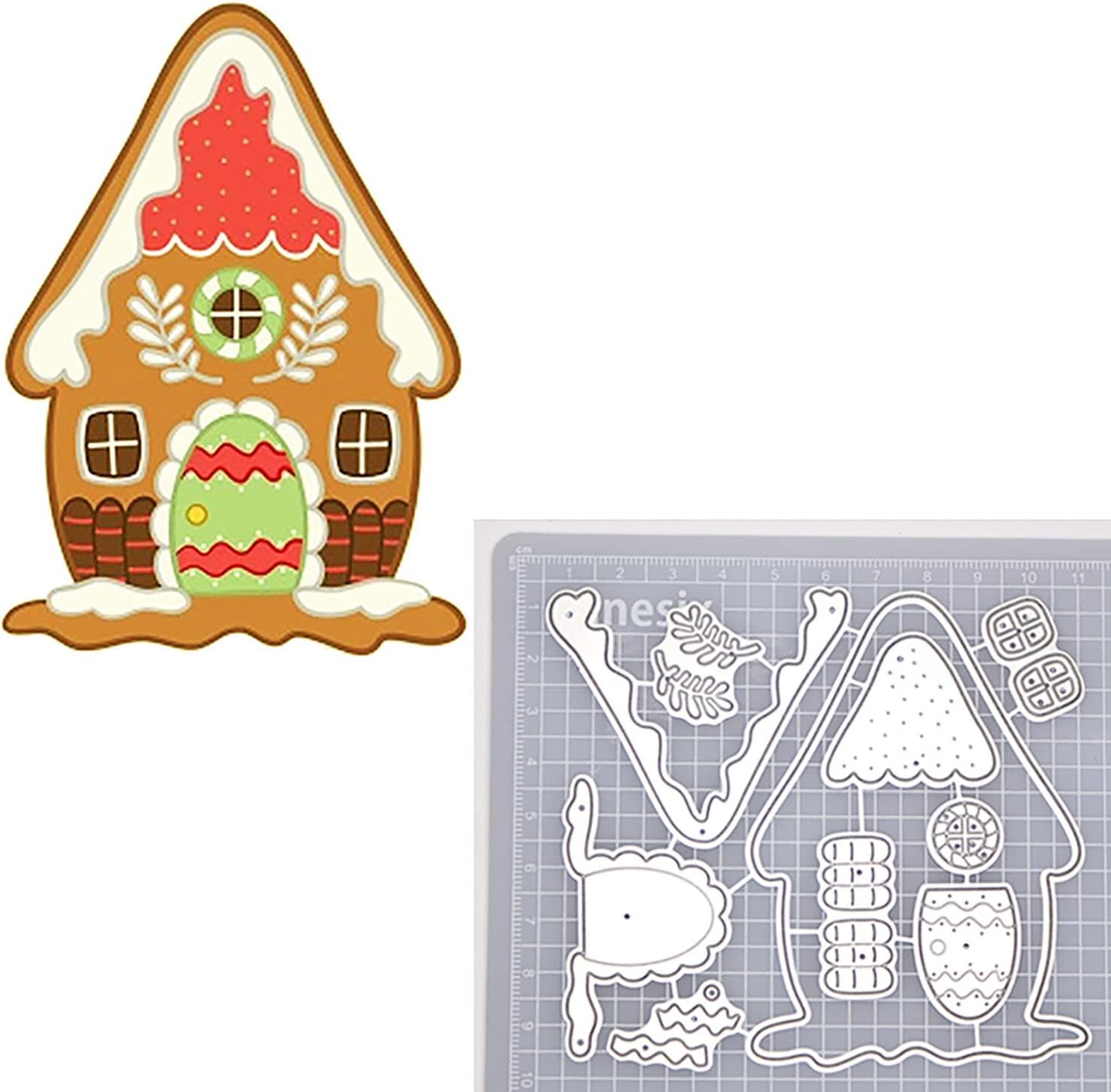 Juego de 4 troqueles de corte de metal para casa de jengibre, plantilla de Navidad, troquelado para álbumes de recortes
