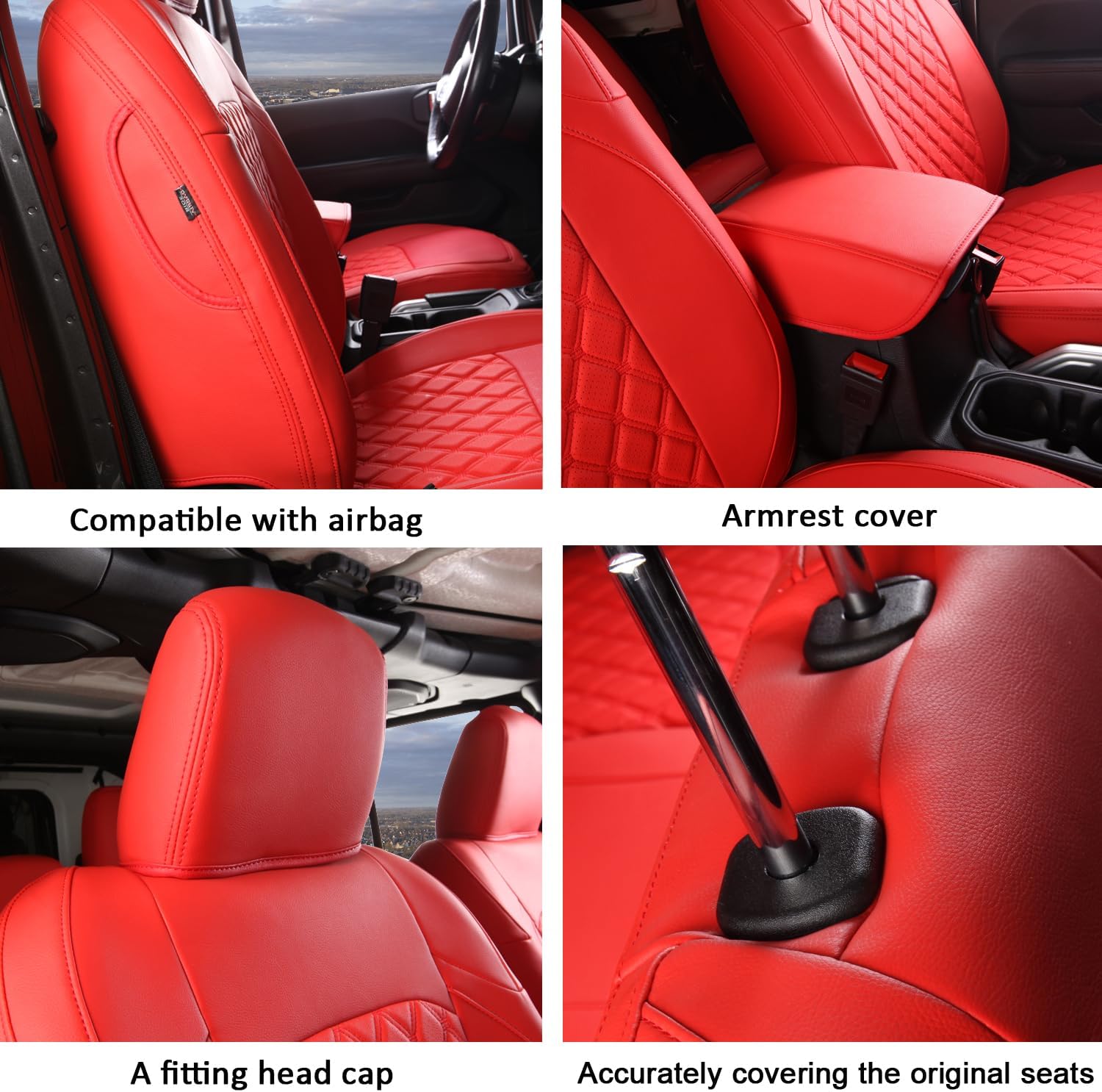 GIANT PANDA Fundas personalizadas para asiento delantero de automóvil para Jeep Wrangler 24 puertas JL Sahara Sport Rubicon Unlimited Willys 4xe
