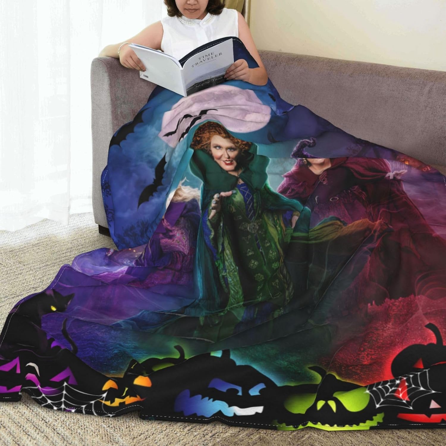 Hocus Pocus – Manta de franela de Halloween de 60 x 50 pulgadas, manta de felpa suave de tamaño creciente para sofá, cama, decoración del hogar,