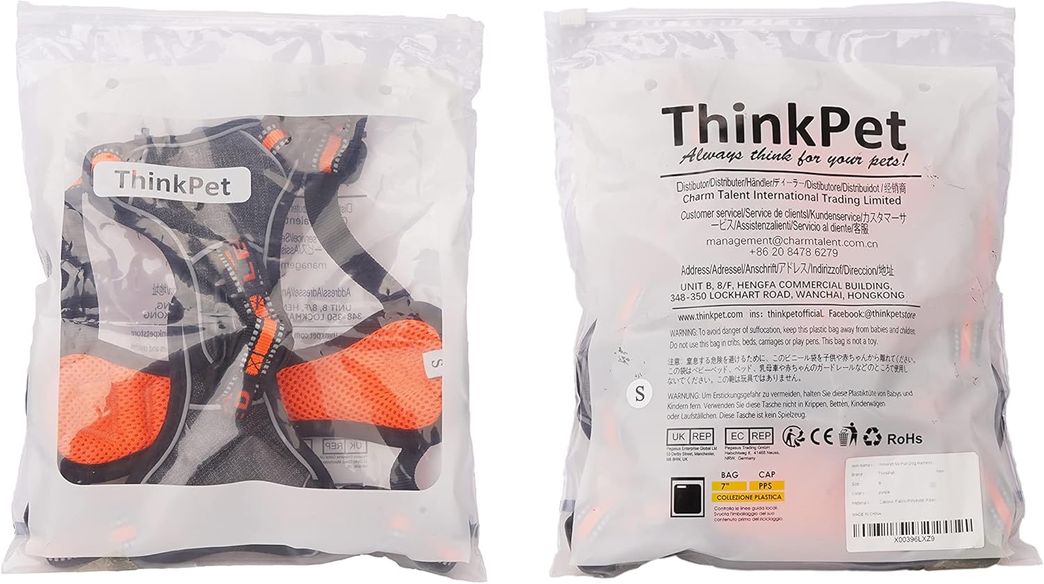 ThinkPet Arnés para perro para perros grandes, arnés de chaleco para perro con clip frontal, sin tirones, sin estrangulamiento, a prueba de escape,