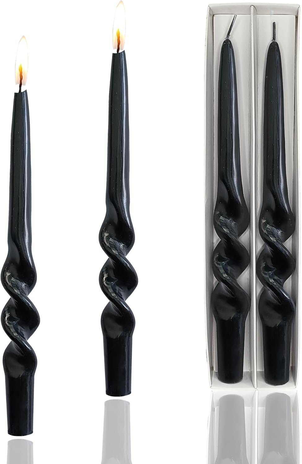 Black Candles – Velas cónicas de Halloween en espiral, sin perfume, velas torcidas de 9 pulgadas para Halloween, Navidad, decoración del hogar,